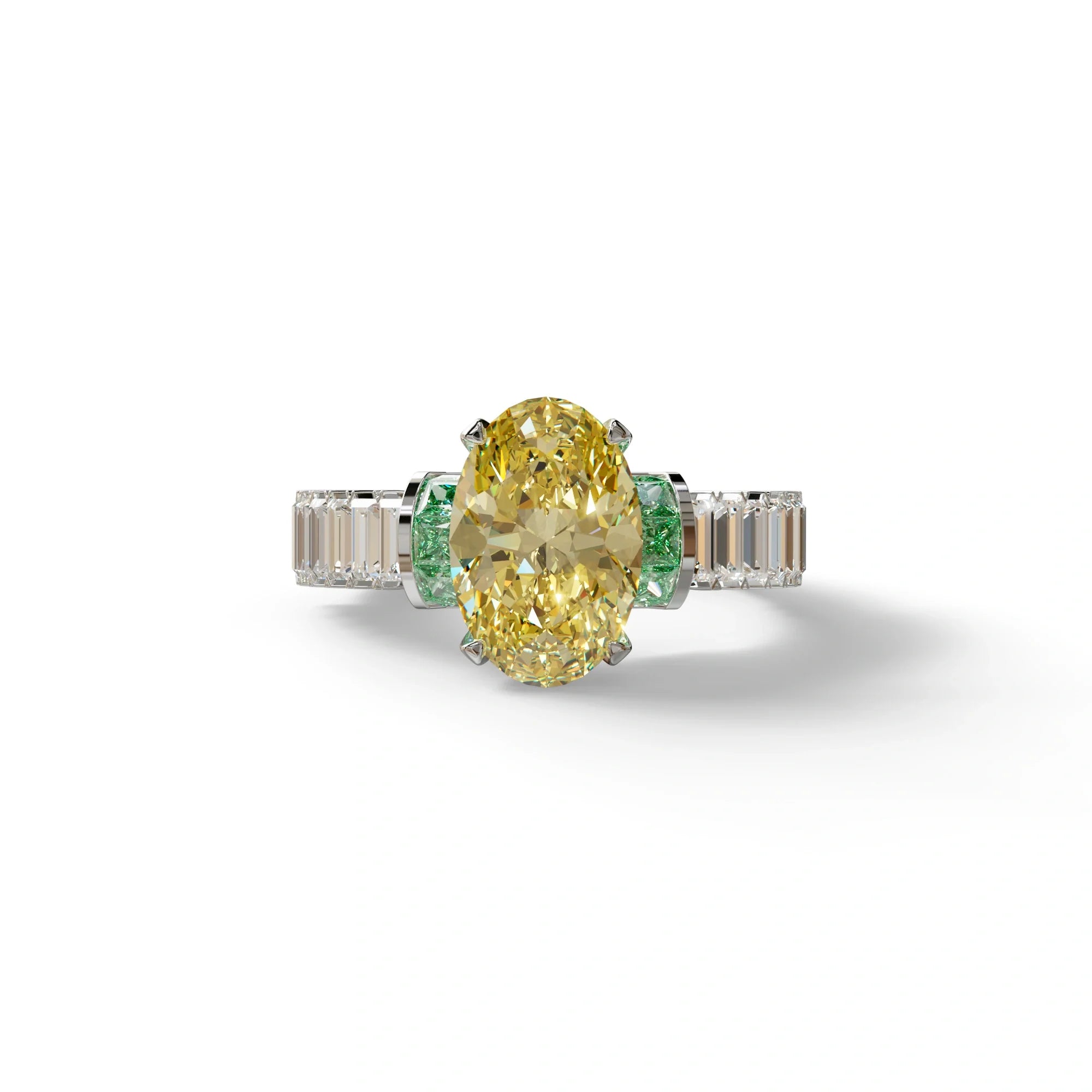3 Carat Fancy Yellow Oval Cut Lab-Grown Diamond Wedding Ring – Bellora - 10K Solid Gold / White Gold