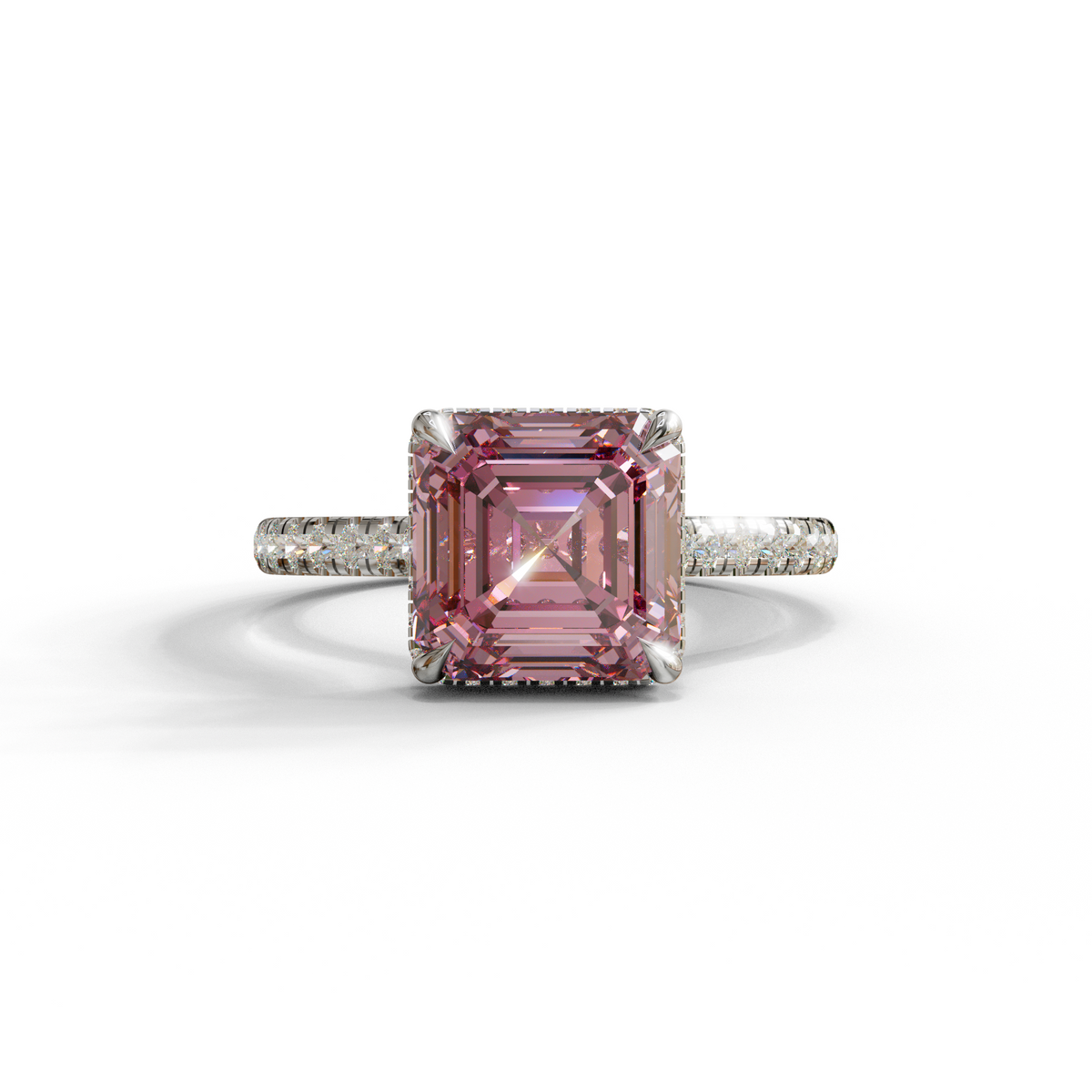 2 to 4 Carat Pink Lab Grown Diamond Engagement Ring – Asscher Cut Halo | Marlene
