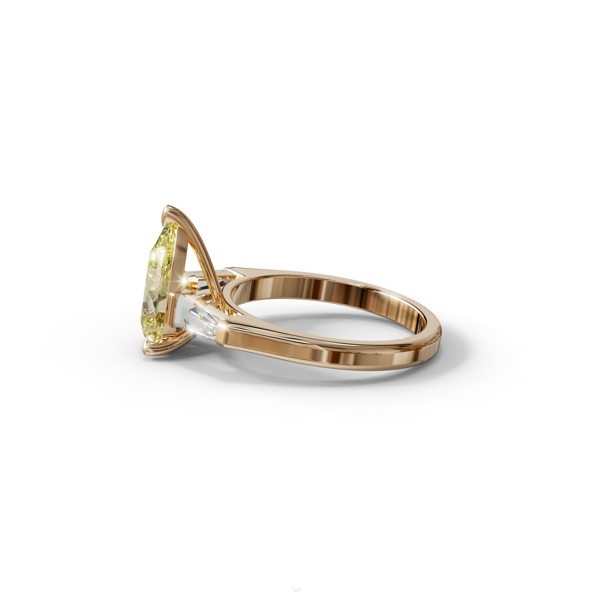 3 Carat Pear Cut Yellow Lab Diamond Engagement Ring - Bella
