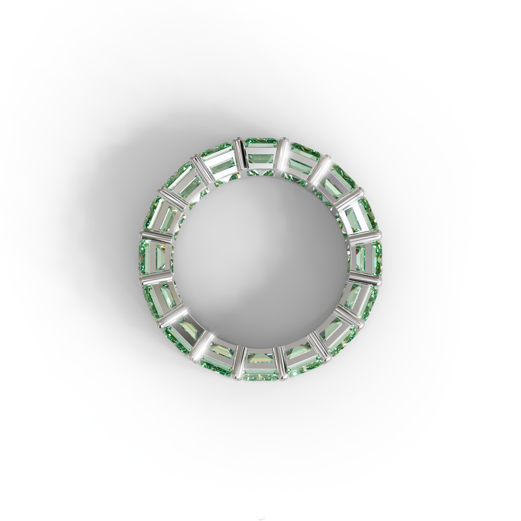 Lab‑Grown Green Emerald‑Cut Diamond Band – Classic Full‑Eternity Style
