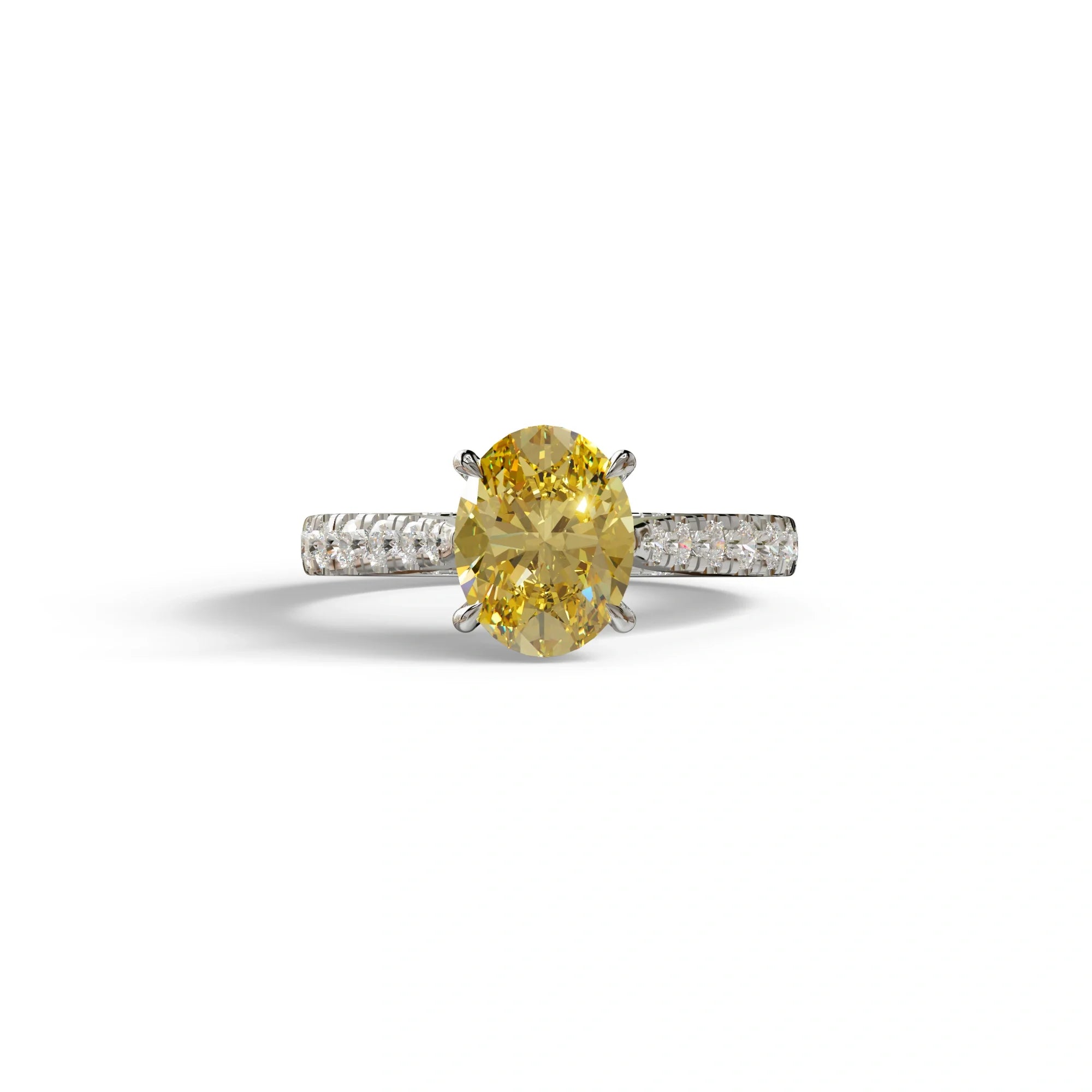 1.50 Carat Yellow Oval Cut Lab Diamond Engagement Ring - Scorpio - 10K Solid Gold / White Gold