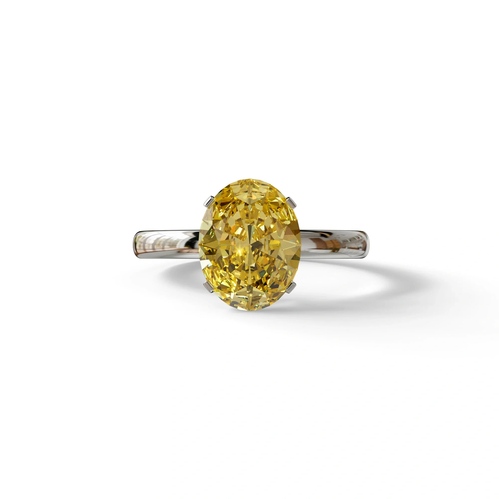 2ct Oval solitaire Diamond Ring Yellow Color Lab Diamond Engagement Ring - Eira - 10K Solid Gold / White Gold