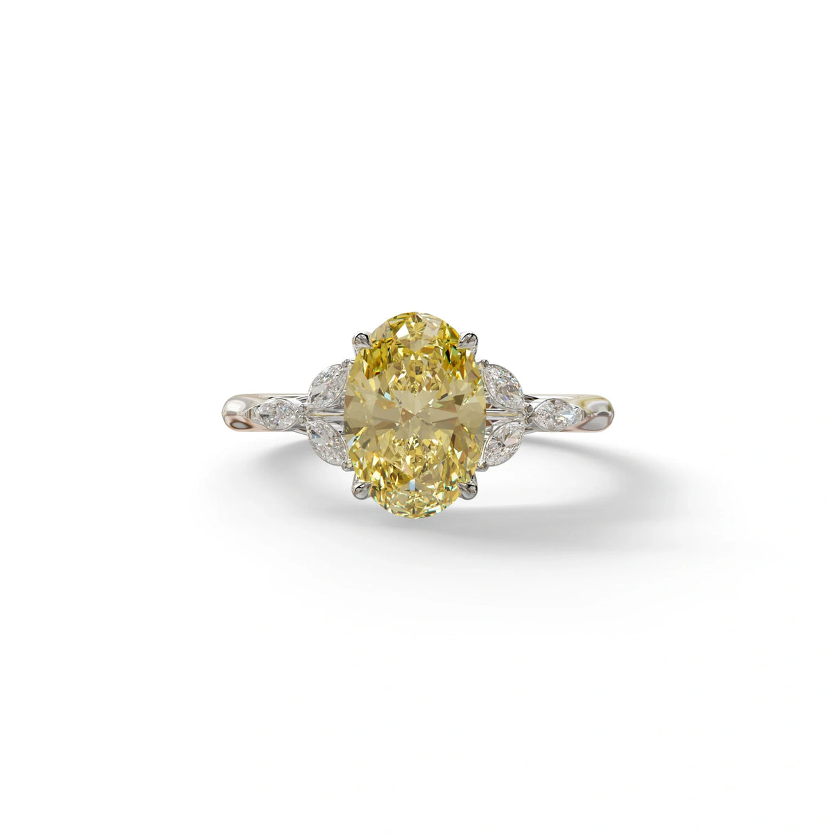 2.5 Carat Yellow Lab Grown Diamond Engagement Ring · Oval Cut Nature-Inspired | Halcyon - view 3