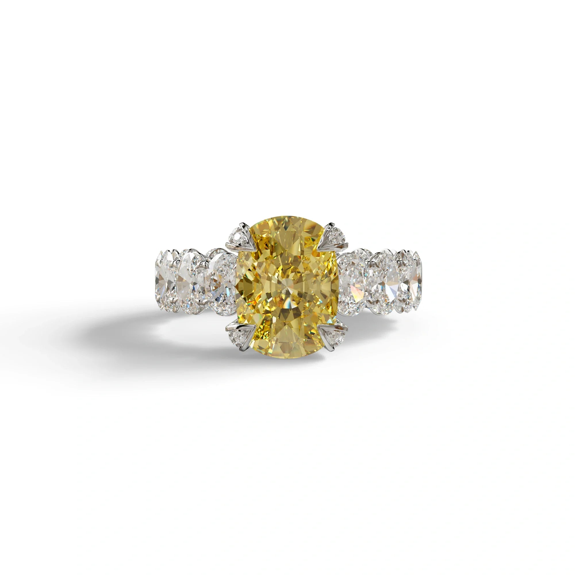 4 Carat Yellow Oval Cut Full Eternity Lab Grown Diamond Ring - Enigma - 10K Solid Gold / White Gold