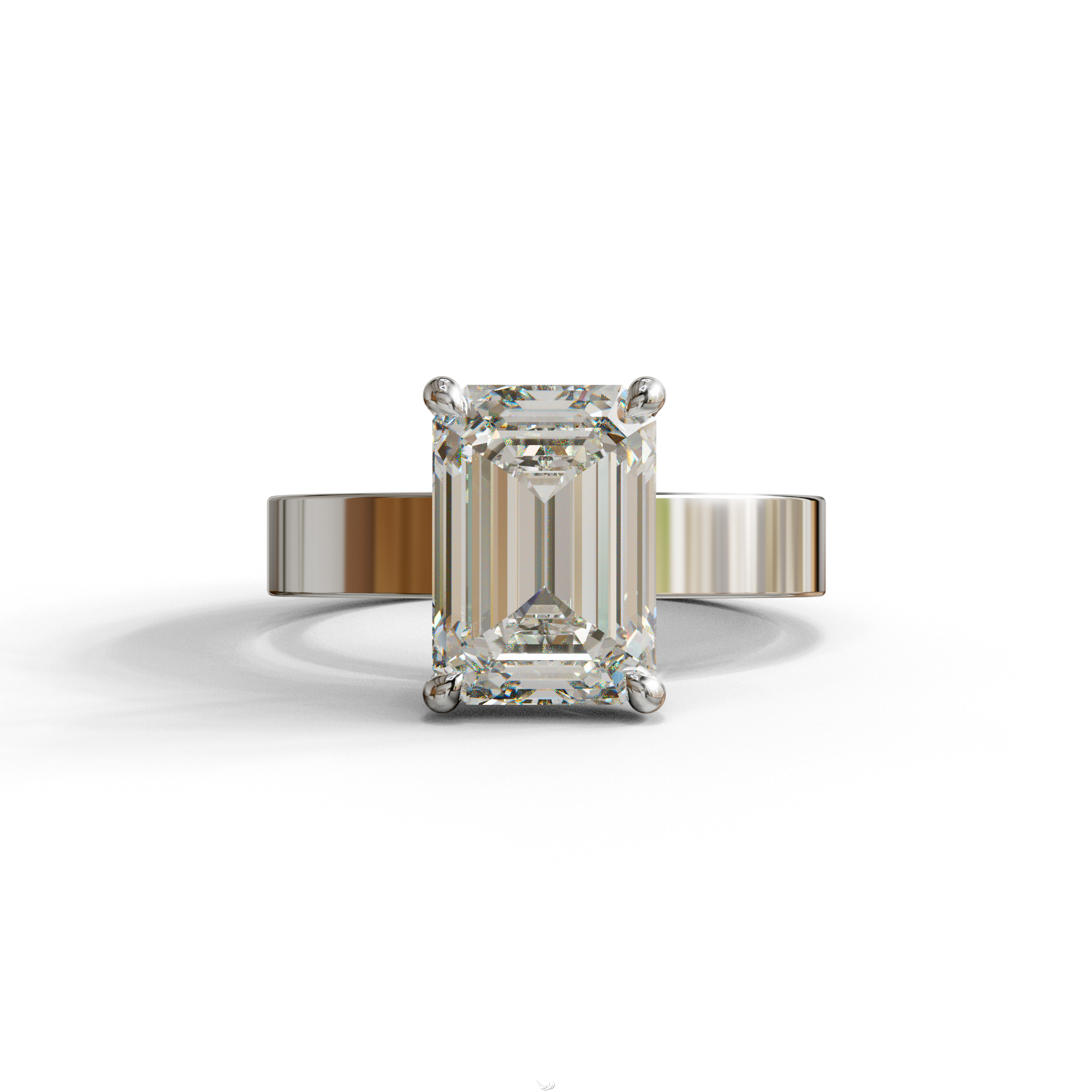 3 Carat Emerald Lab Grown Diamond Solitaire Engagement Ring - Zulu - 10K Solid Gold / White Gold