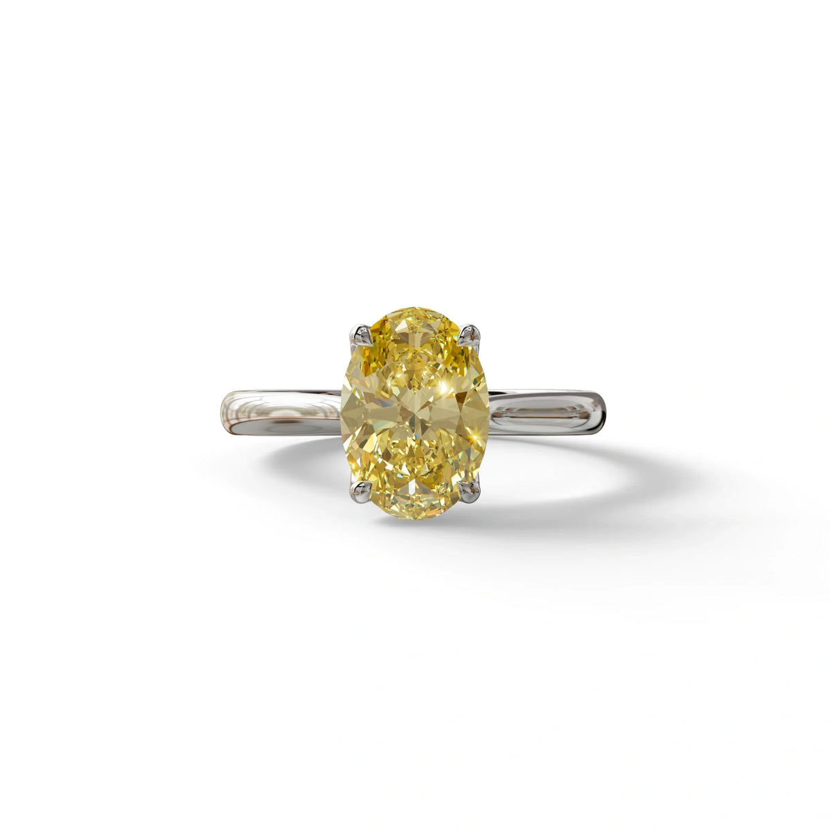 3 Carat Yellow Lab Grown Diamond Oval Cut Engagement Ring | Secret Pink Diamond- Eclipse - 10K Solid Gold / White Gold