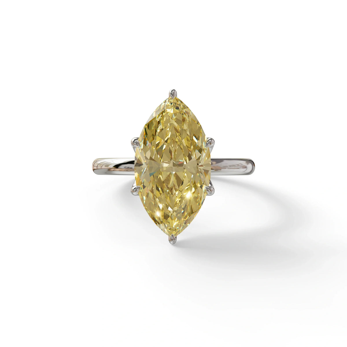 5 Carat Yellow Lab Grown Diamond Engagement Ring · Marquise Cut Hidden Halo | Etoile - view 3