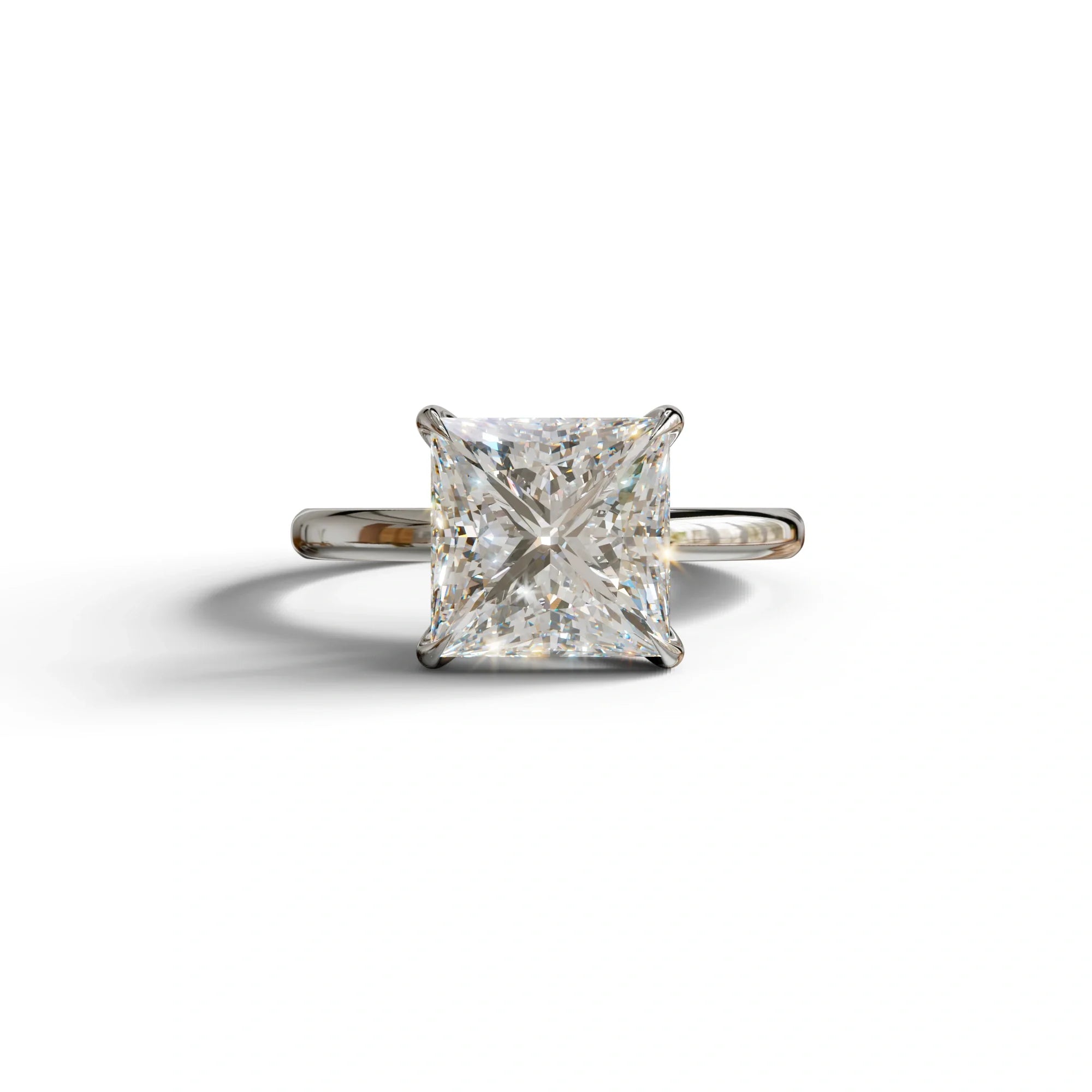E VVS Princess Cut Solitaire Lab Grown Diamond Engagement Ring - Speyeria - 2 Carat / 10K Solid Gold / White Gold
