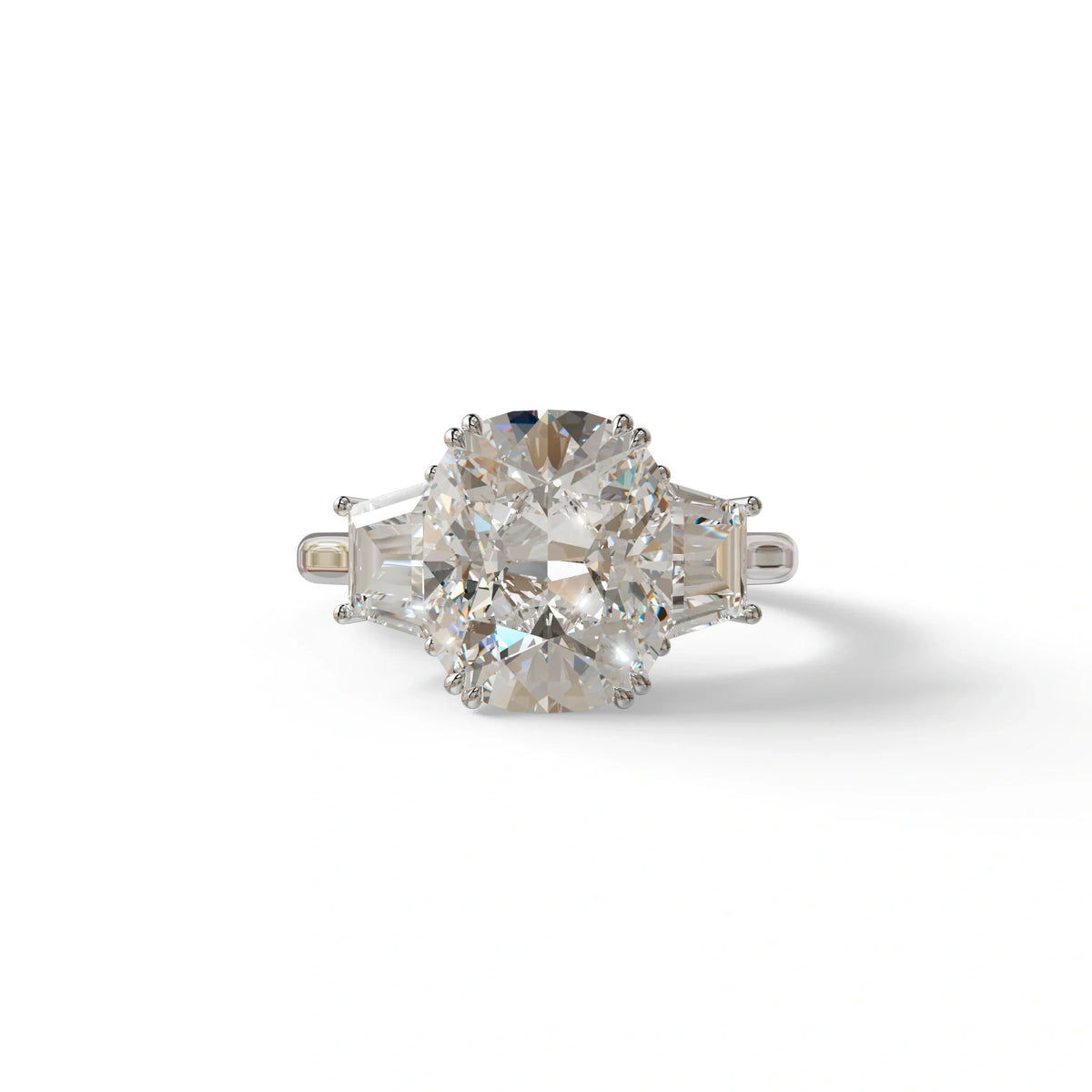 3.5 Carat Lab Grown Diamond Engagement Ring · Cushion Cut Three Stone | Trilogy - view 3