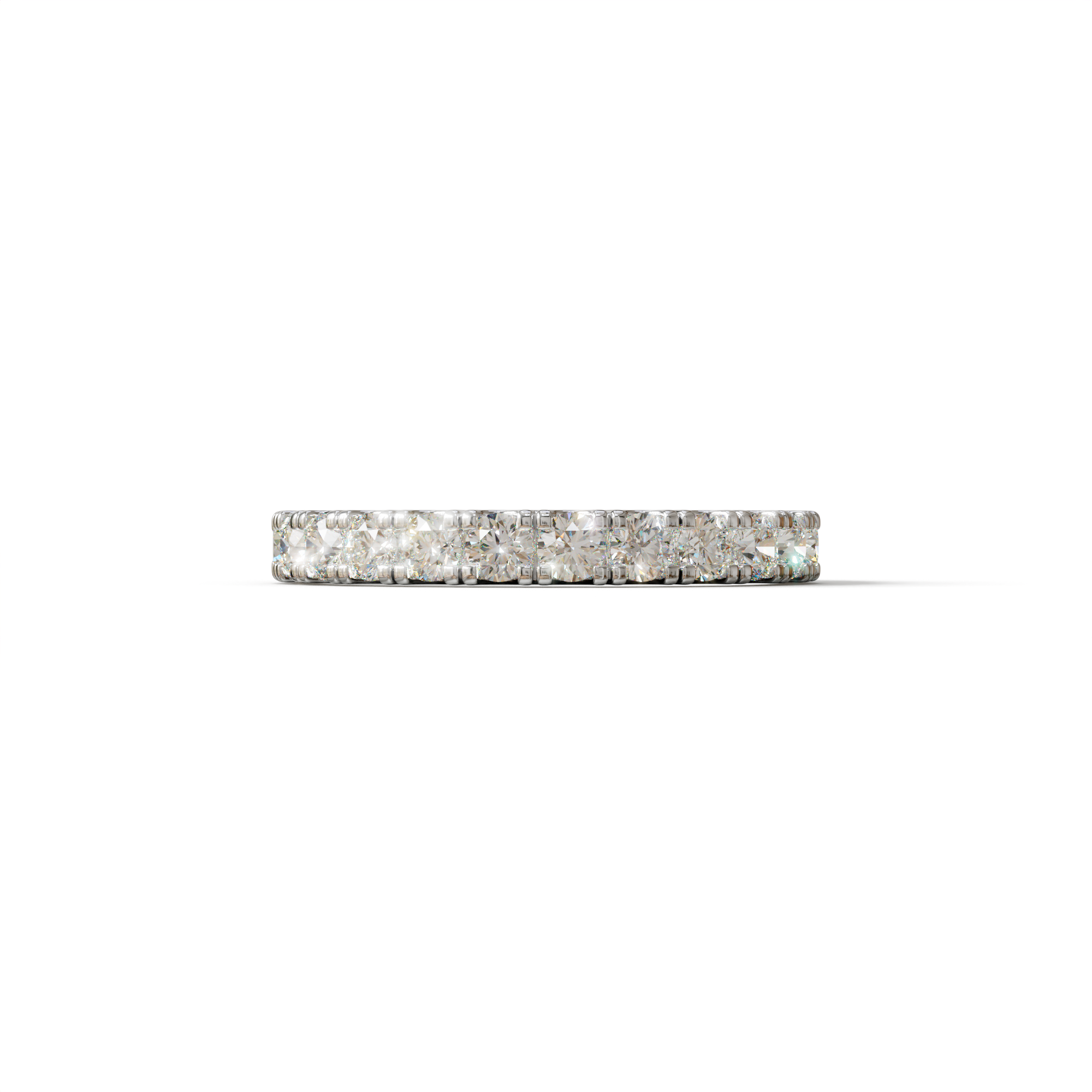 E/VVS Round Lab Grown Diamond Wedding Band - 13 Stone Pave Ring - 10K Solid Gold / White Gold
