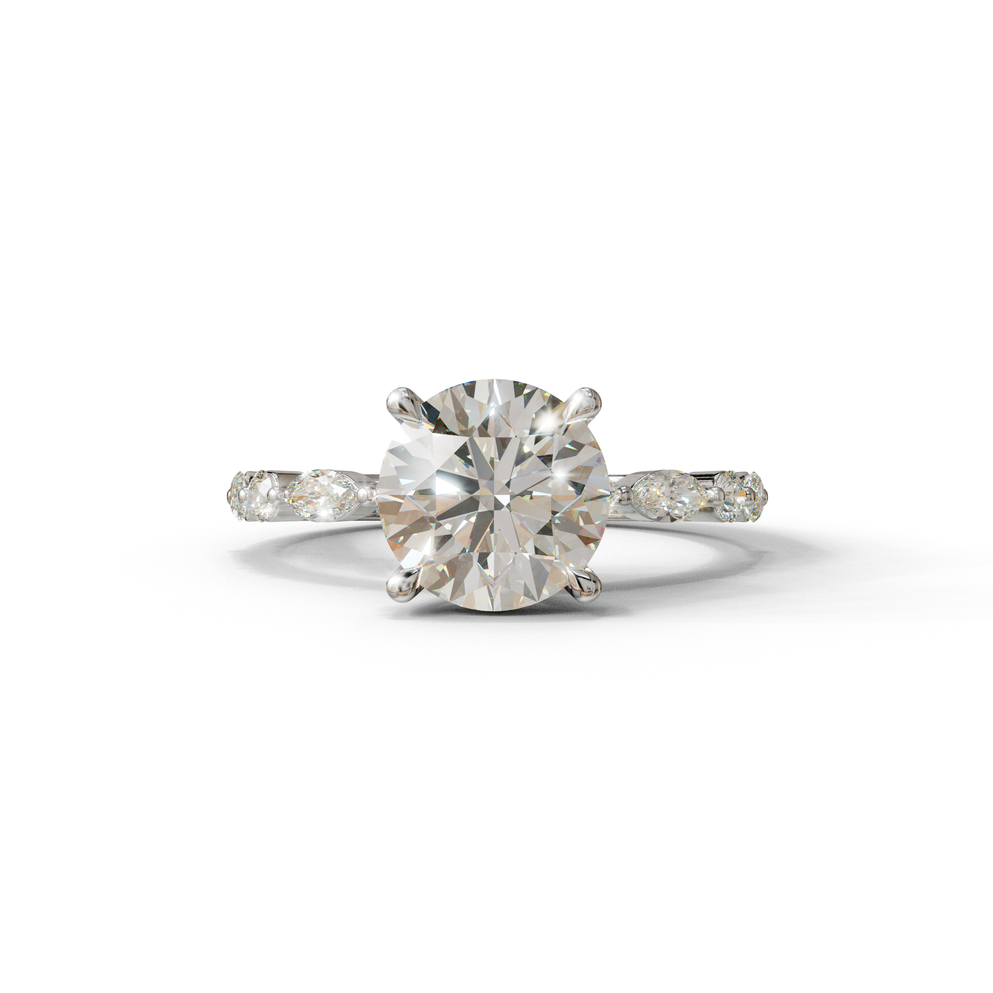 2 Carat E-VVS Round Cut Hidden Halo & Pave Set Lab Diamond Ring - Pure Origin - 10K Solid Gold / White Gold