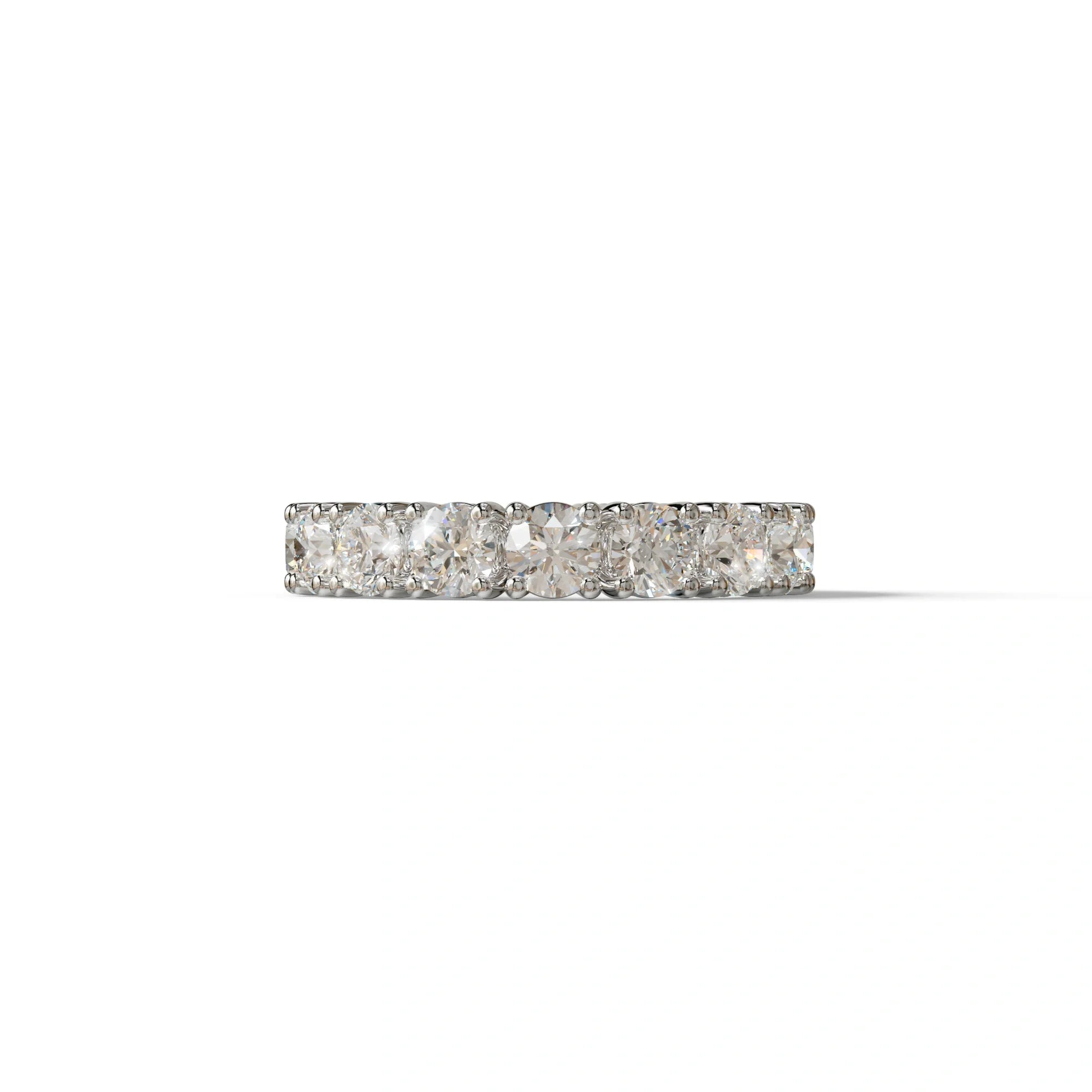 E VVS 5 Carat Round Full Eternity Lab Diamond Band - Prong Setting - 10K Solid Gold / White Gold
