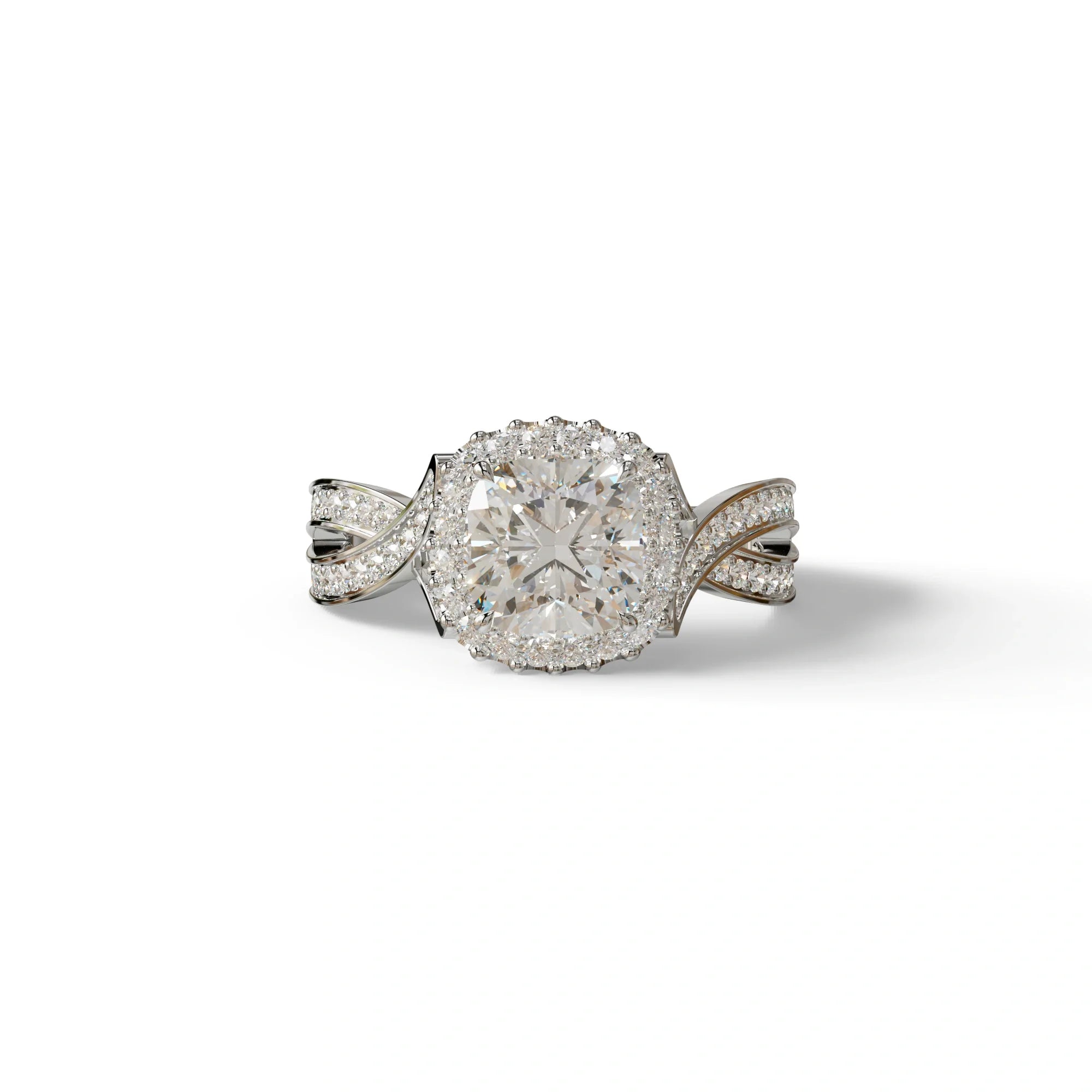 3 Carat E VVS Cushion Cut Lab Grown Diamond Engagement Ring - Odessa - 10K Solid Gold / White Gold