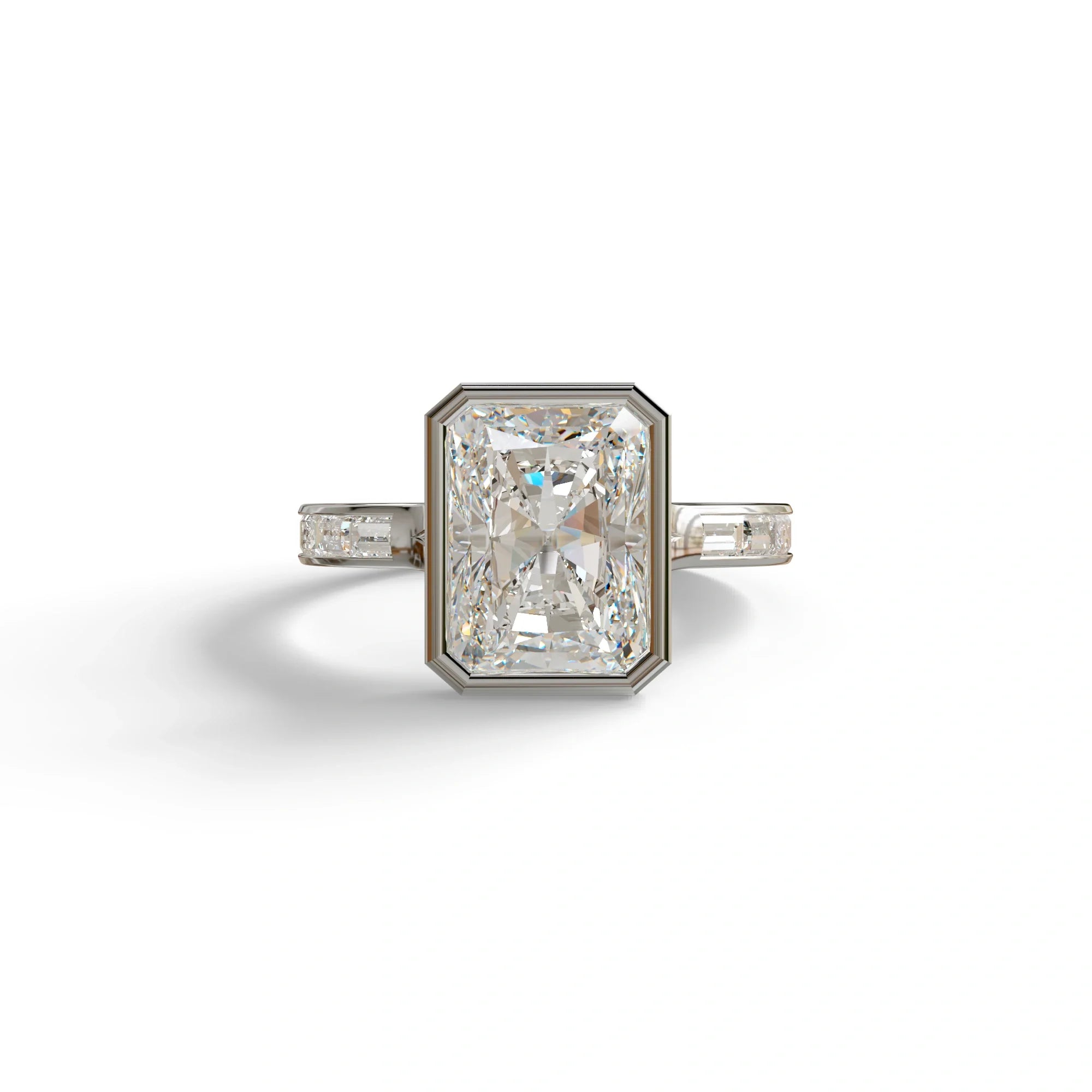 3 Ct E/VVS Radiant Cut Lab Diamond Ring - Olympia - 10K Solid Gold / White Gold