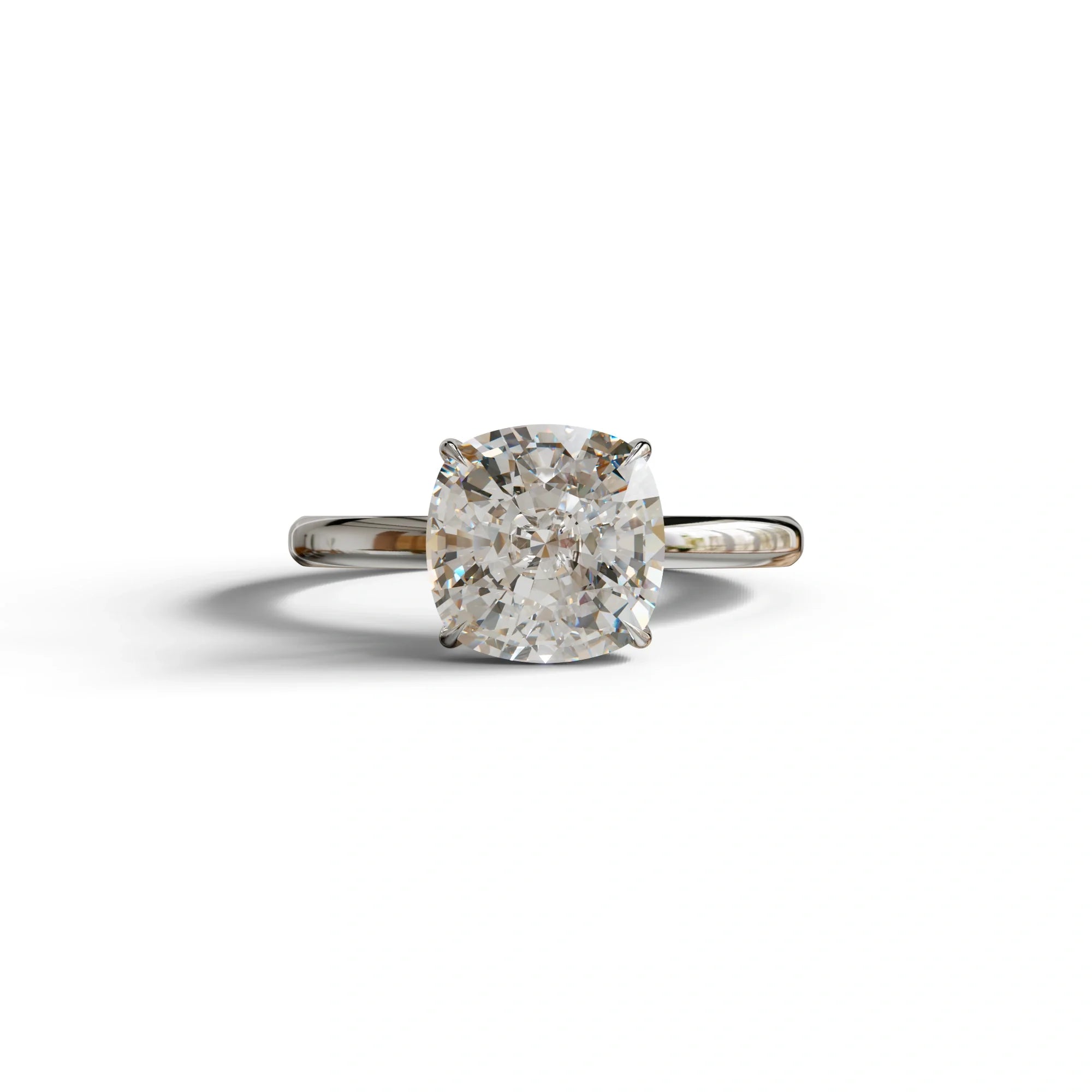 E VVS Cushion Cut Solitaire Lab Grown Diamond Engagement Ring Mesmera - 2 Carat / 10K Solid Gold / White Gold