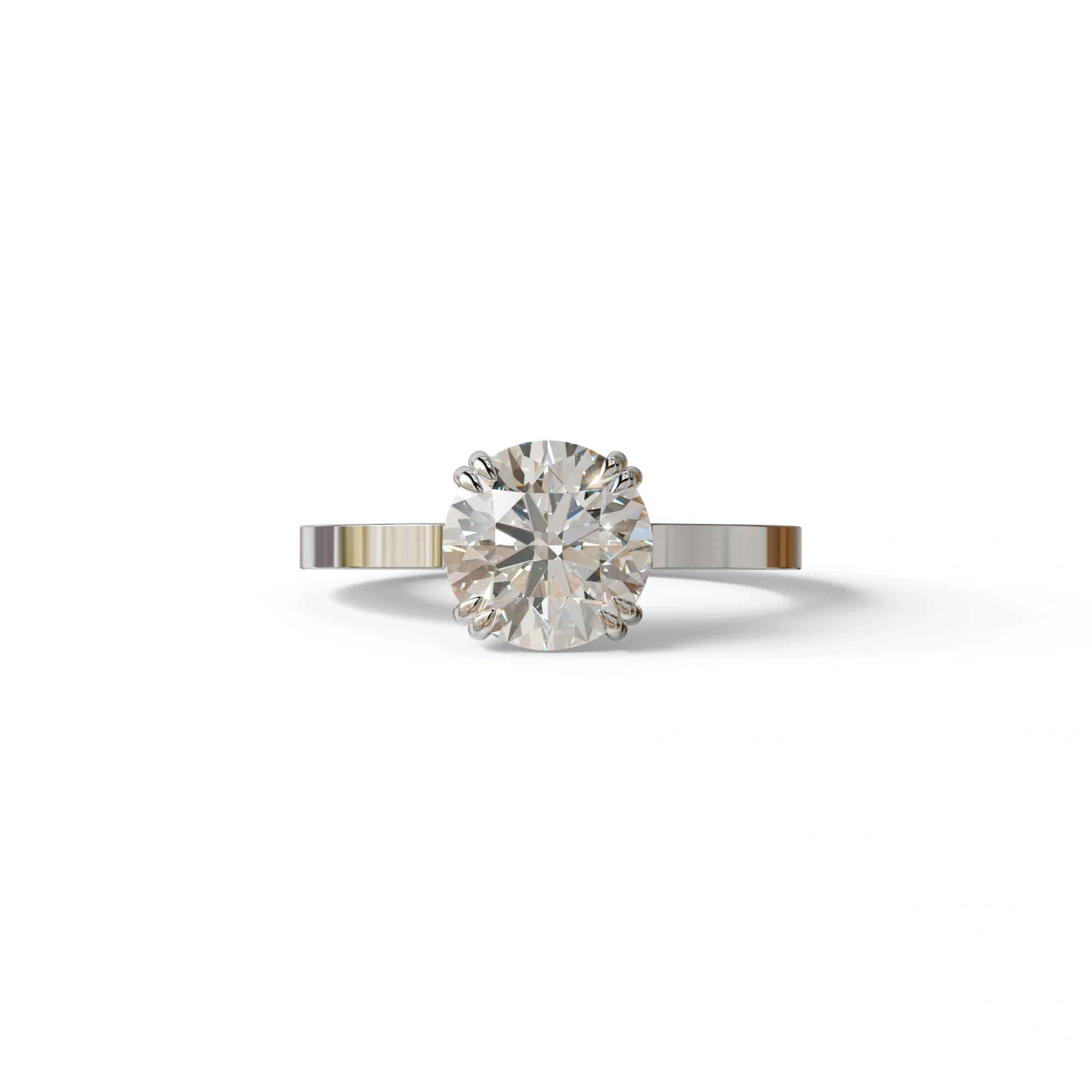 2 Carat E VVS Round Cut Hidden Halo Lab Diamond Engagement Ring - Maeve - 10K Solid Gold / White Gold