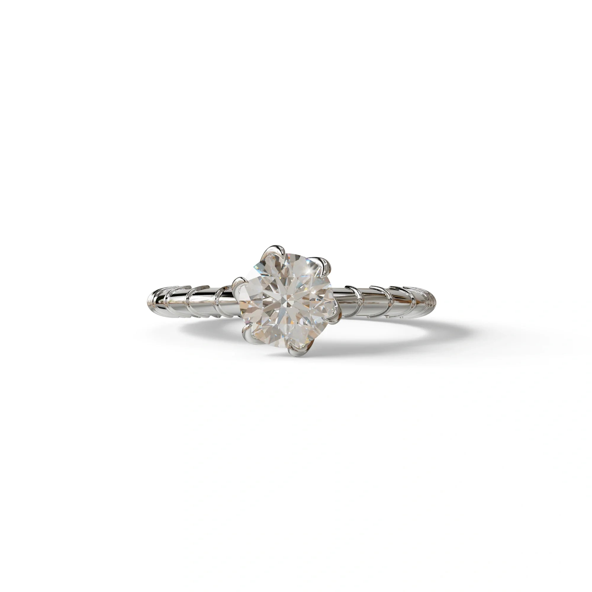 E VVS 1 Carat Round Cut Lab Diamond Ring - Hyper Glam - 10K Solid Gold / White Gold