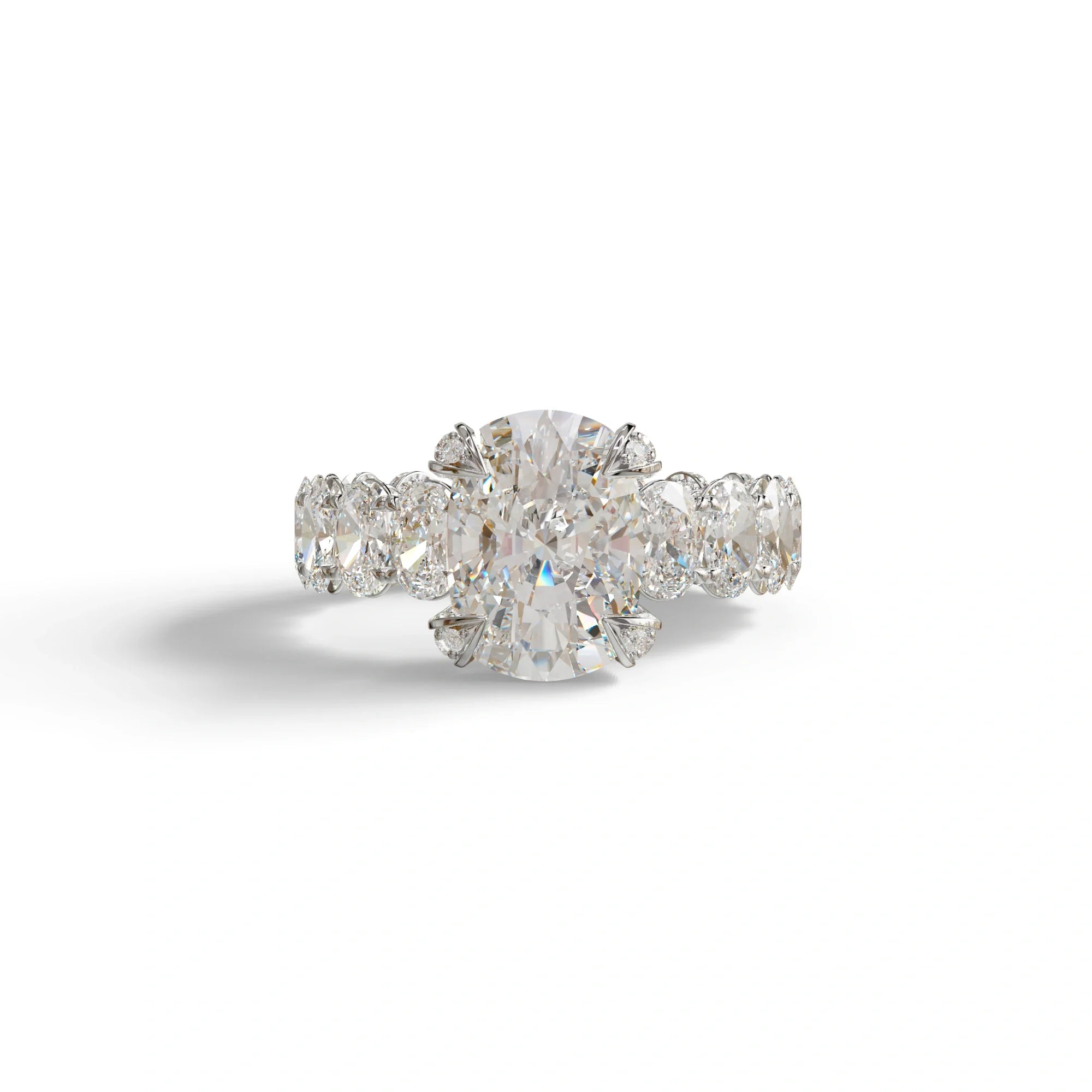 4 Carat E VVS Cushion Cut Full Eternity Lab Grown Diamond Ring - Enigma - 10K Solid Gold / White Gold