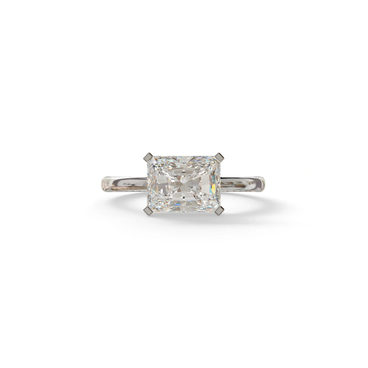 2.5 Ct Radiant Cut Lab Diamond In Pave-Chanel Setting Ring - Maxine - 10K Solid Gold / White Gold