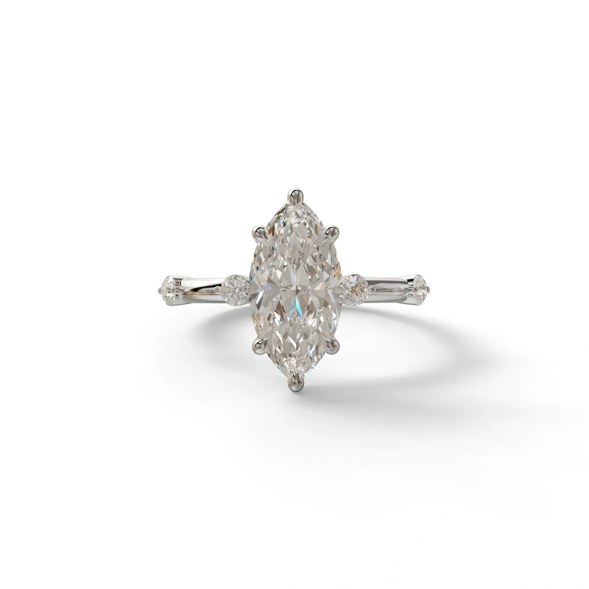 2.5 Ct Marquise Cut Lab Diamond In Space-Chanel Setting Ring - Nimi - 10K Solid Gold / White Gold