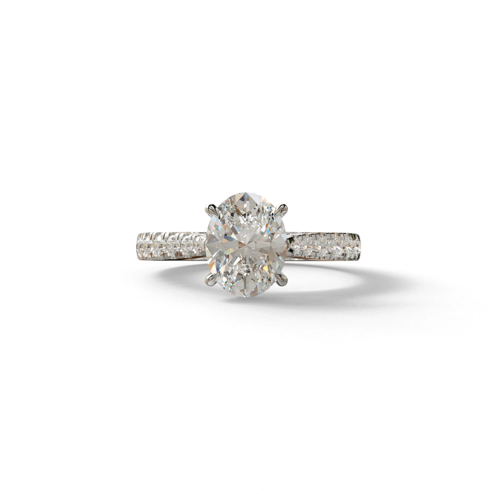 1.50 Carat E VVS Oval Cut Lab Diamond Engagement Ring - Scorpio - 10K Solid Gold / White Gold