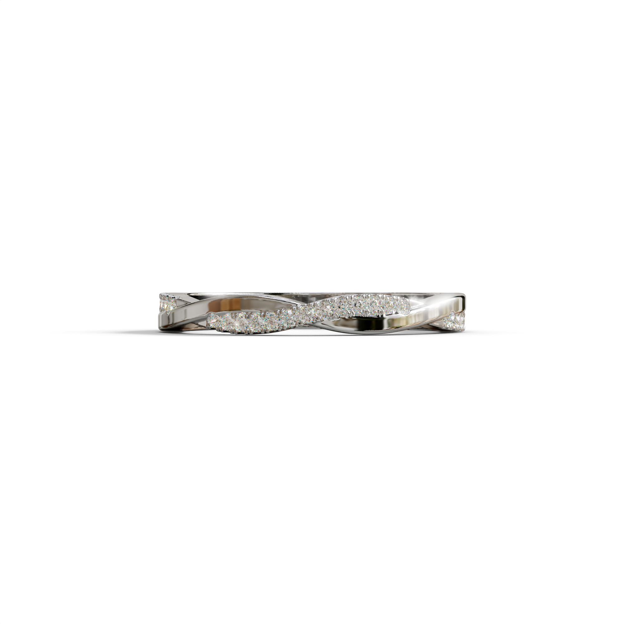 Elegant Twisted Band with Lab‑Grown Diamonds – Women’s Wedding Ring - 10K Solid Gold / White Gold