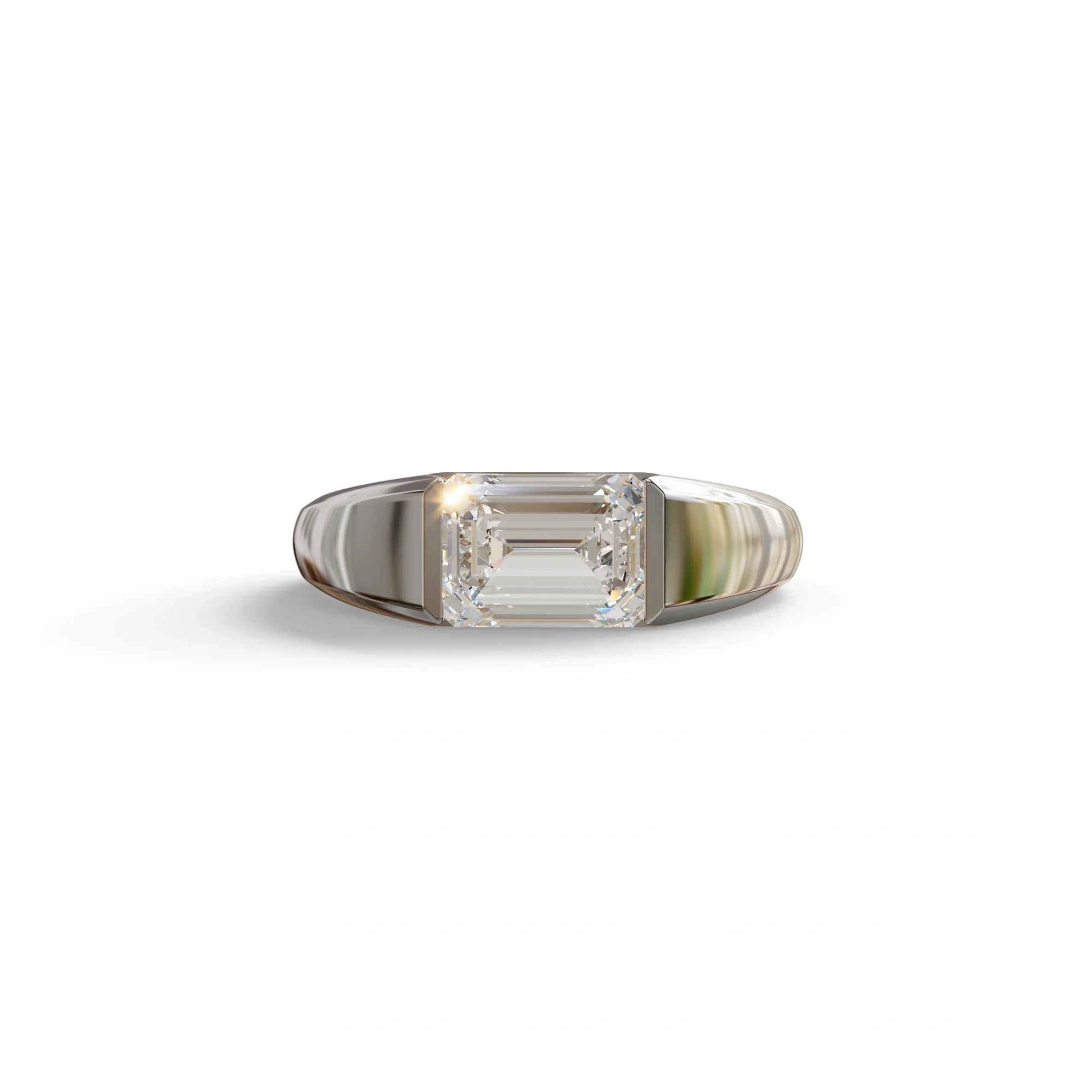 2 Carat E VVS Emerald Cut East West Lab Diamond Ring - Ashleen - 10K Solid Gold / White Gold