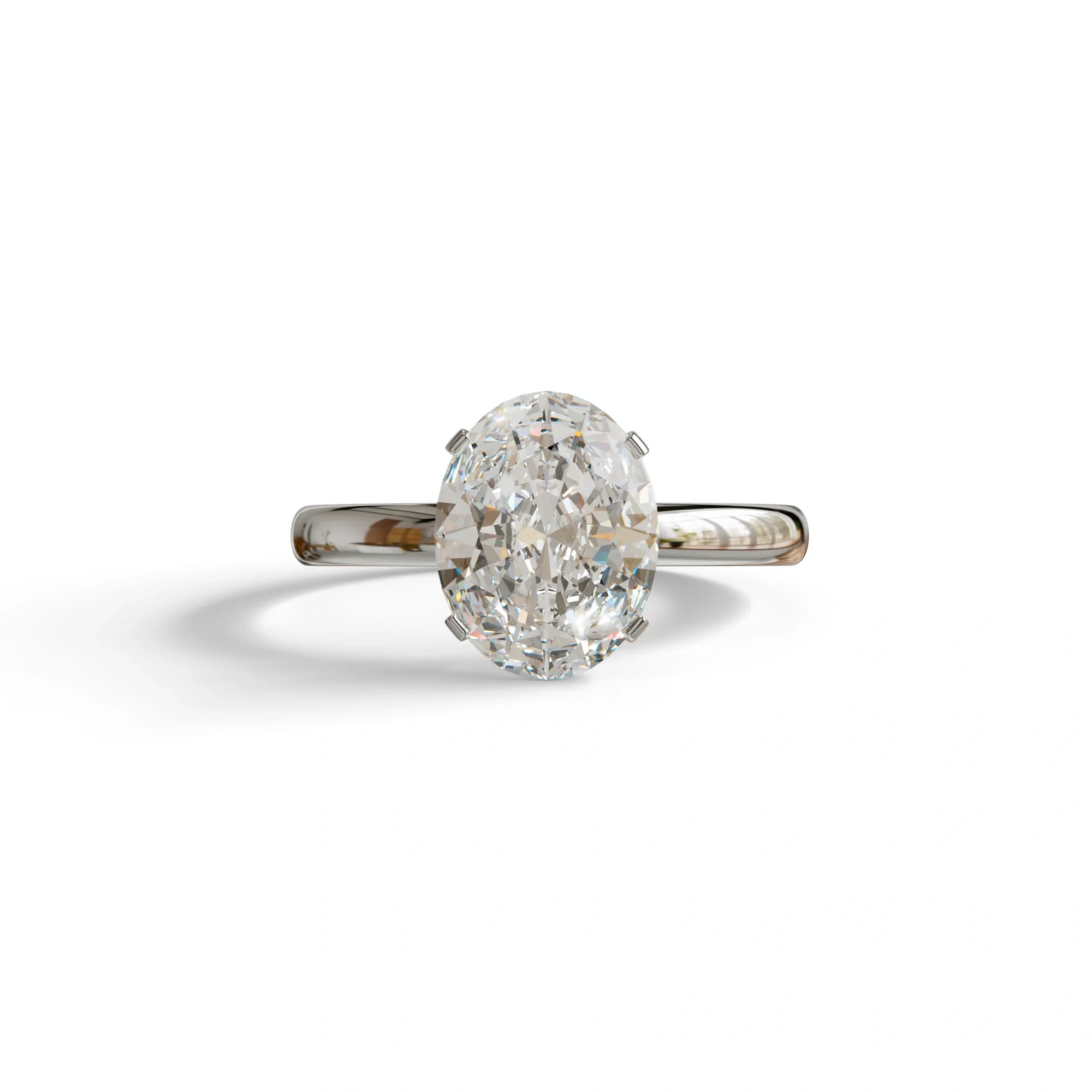 2ct Oval solitaire Diamond Ring White Gold Lab Diamond Engagement Ring - Eira - 10K Solid Gold / White Gold