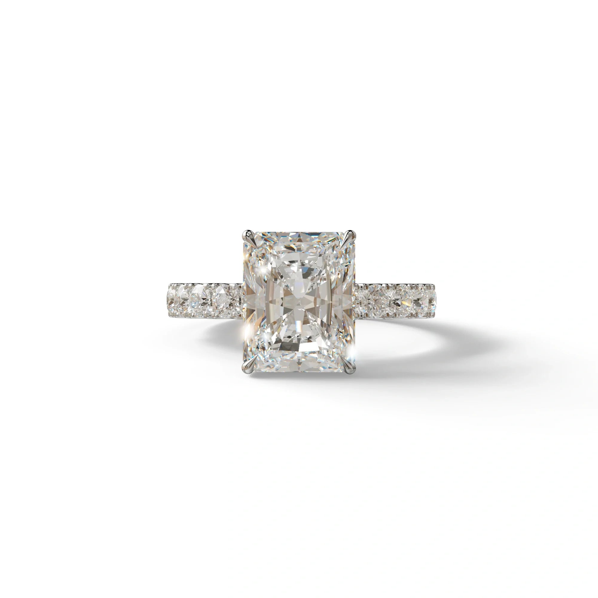 3 Carat E VVS lab Grown Diamond Engagement Ring | Pave & Hidden HaloDiamond Setting - Lace Bridge - 10K Solid Gold