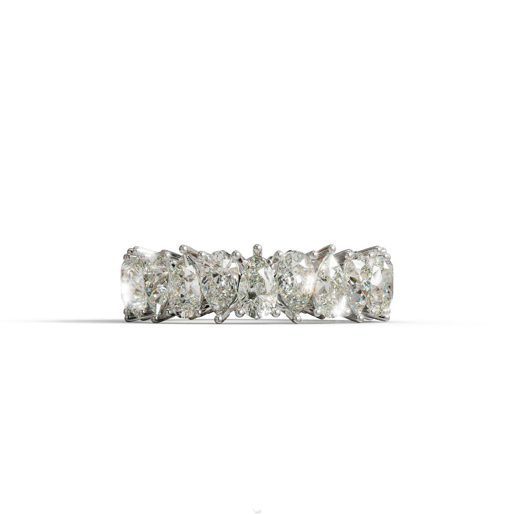 Concierge Eternity - Pear Diamond Full Eternity Band - Stackable Ring - 10K Solid Gold / White Gold