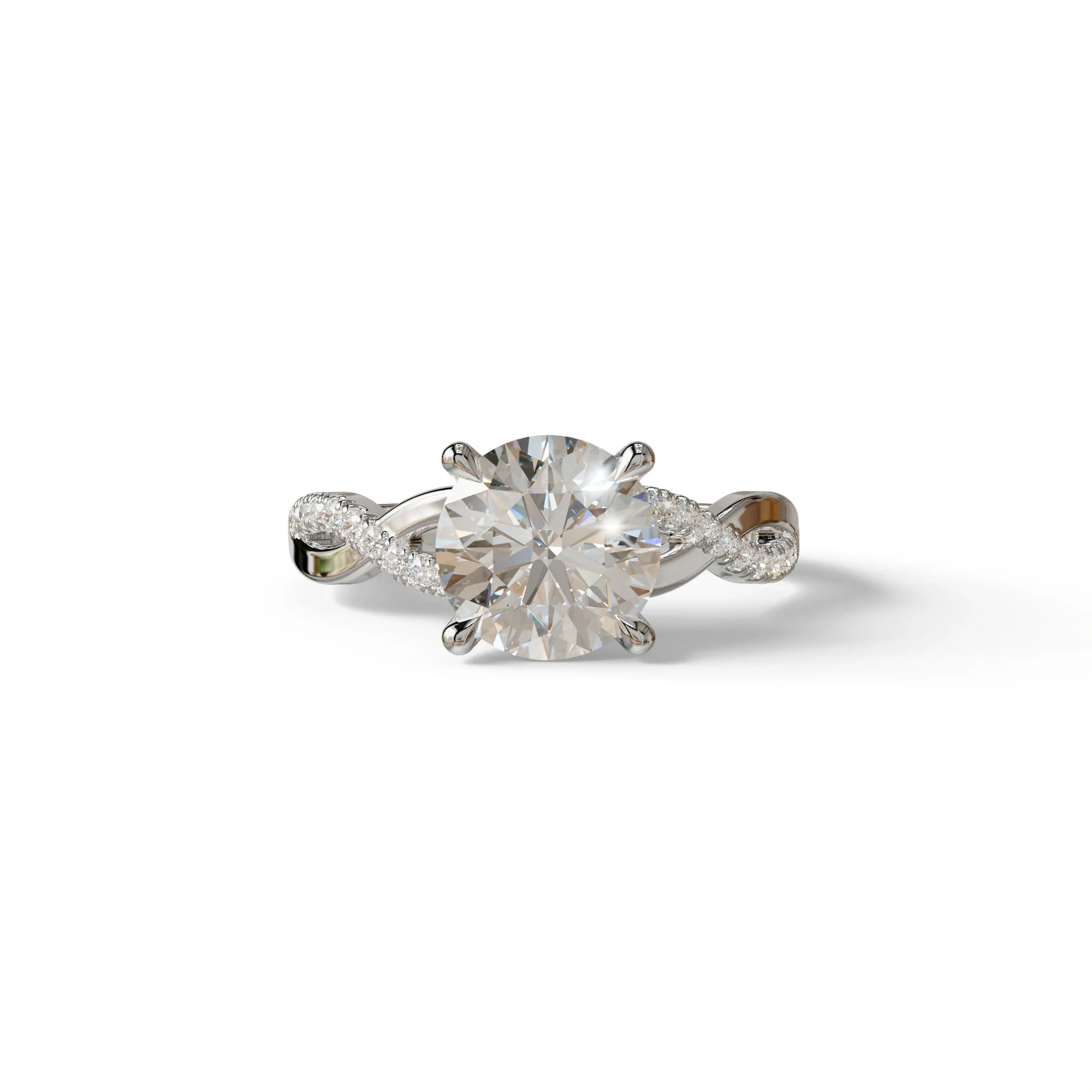 E VVS 3 Carat Round Cut Lab Diamond Ring - Infinity Cross - 10K Solid Gold / White Gold