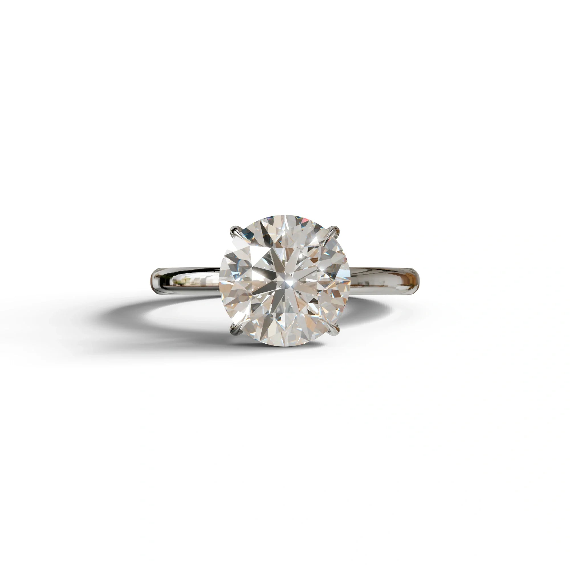 E-VVS Round Cut Solitaire Lab Diamond Engagement Ring - Italia - 2 Carat / 10K Solid Gold / White Gold