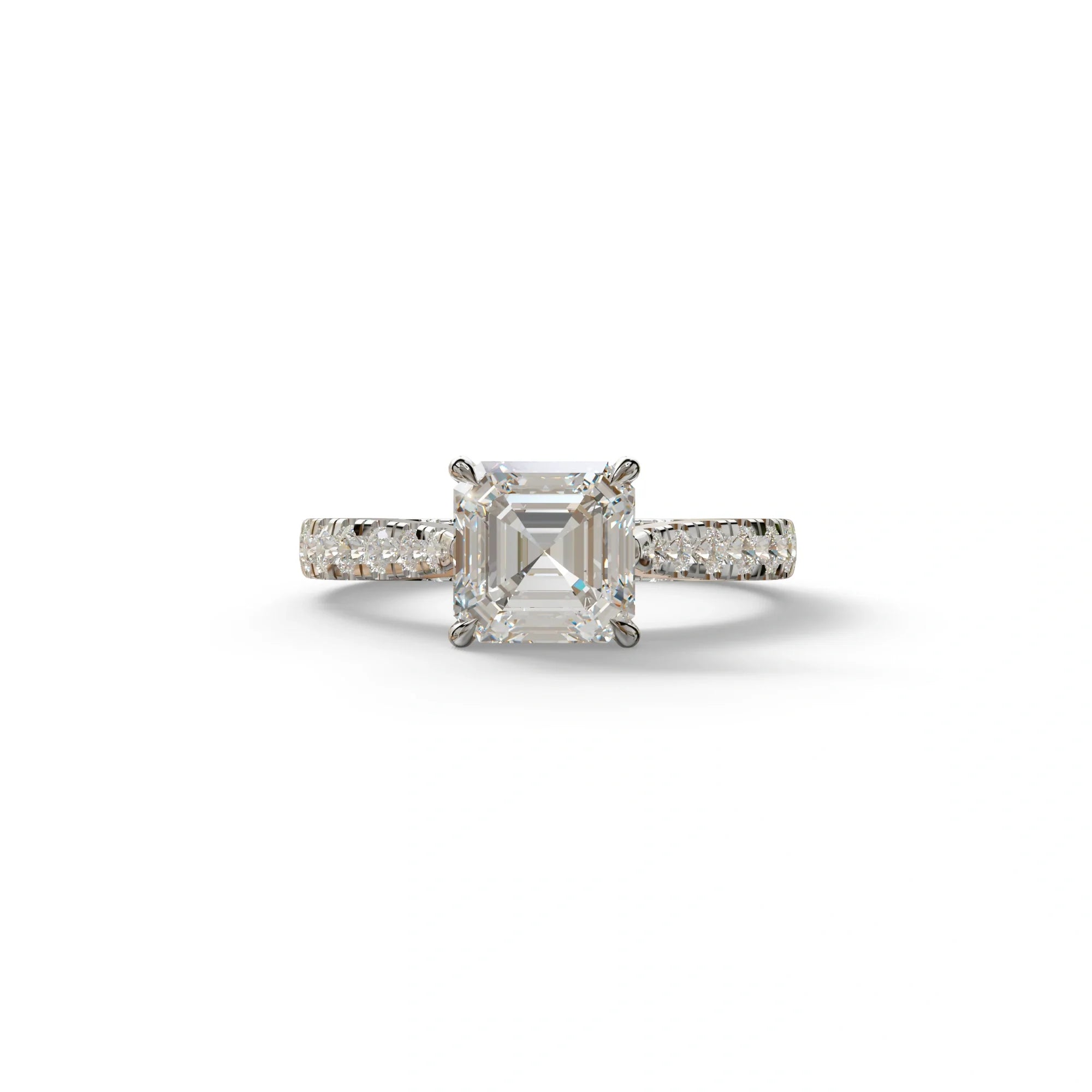 2 Carat E VVS Asscher Cut Lab Grown Diamond Engagement Ring | Hidden Halo & Pave - Kay - 10K Solid Gold / White Gold