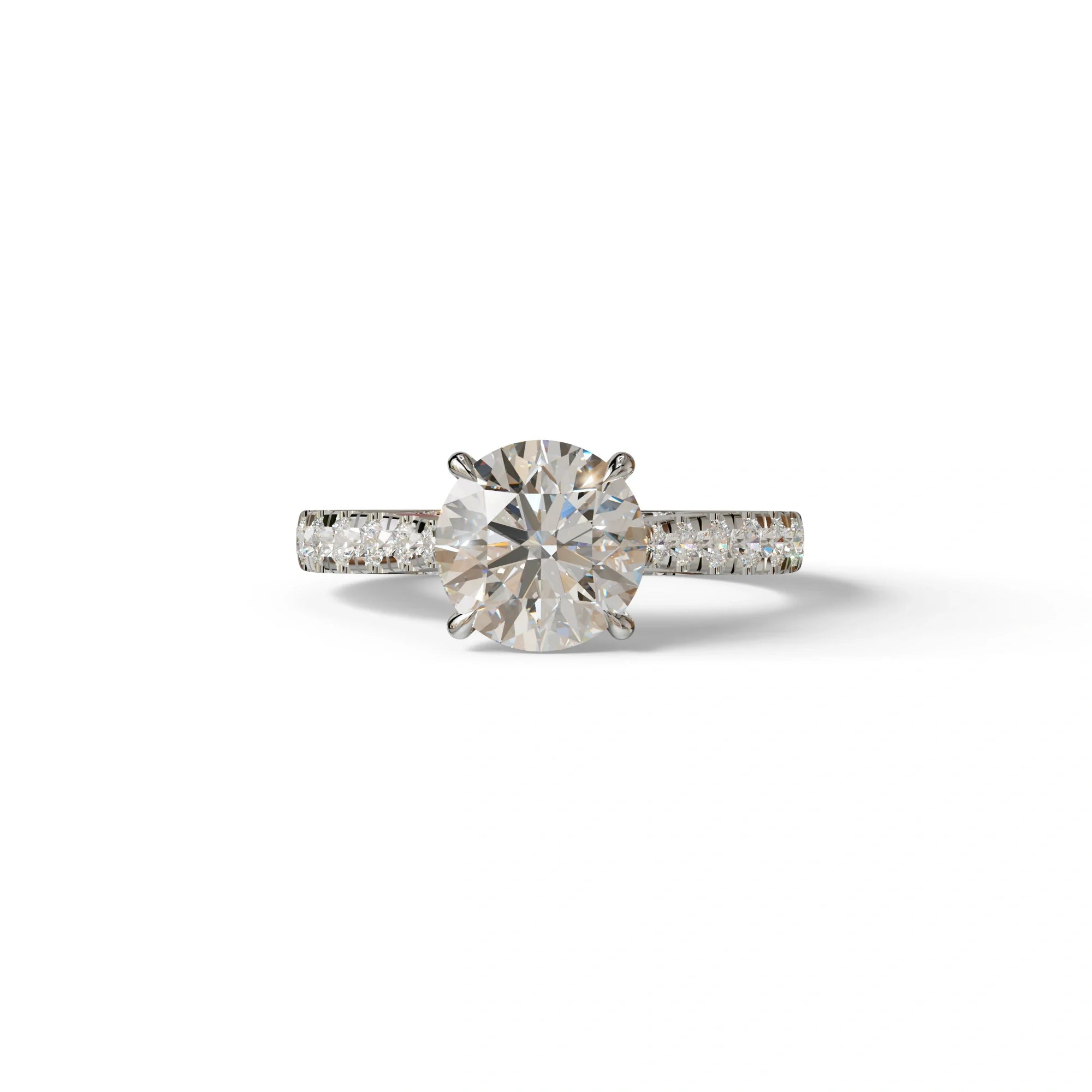 2 Carat Round Cut E VVS Lab Grown Diamond Engagement Ring | Hidden Halo & Pave setting - Brilliant - 10K Solid Gold