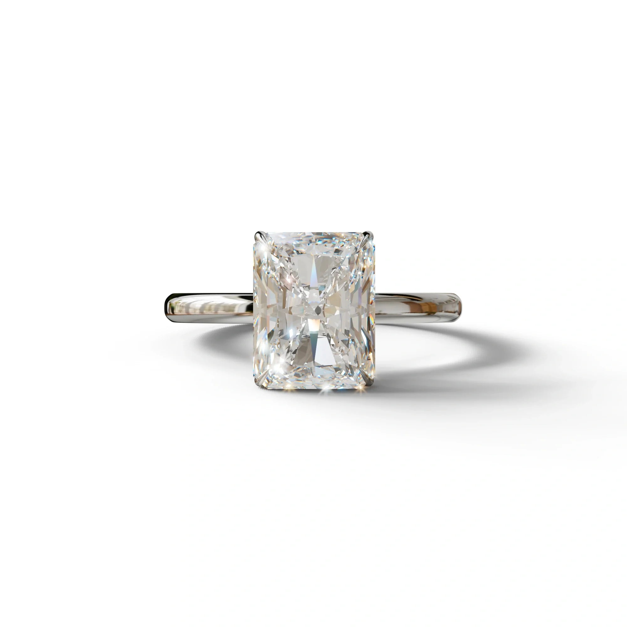 E-VVS Radiant Cut Solitaire Lab Grown Diamond Engagement Ring - Papilia - 2 Carat / 10K Solid Gold / White Gold