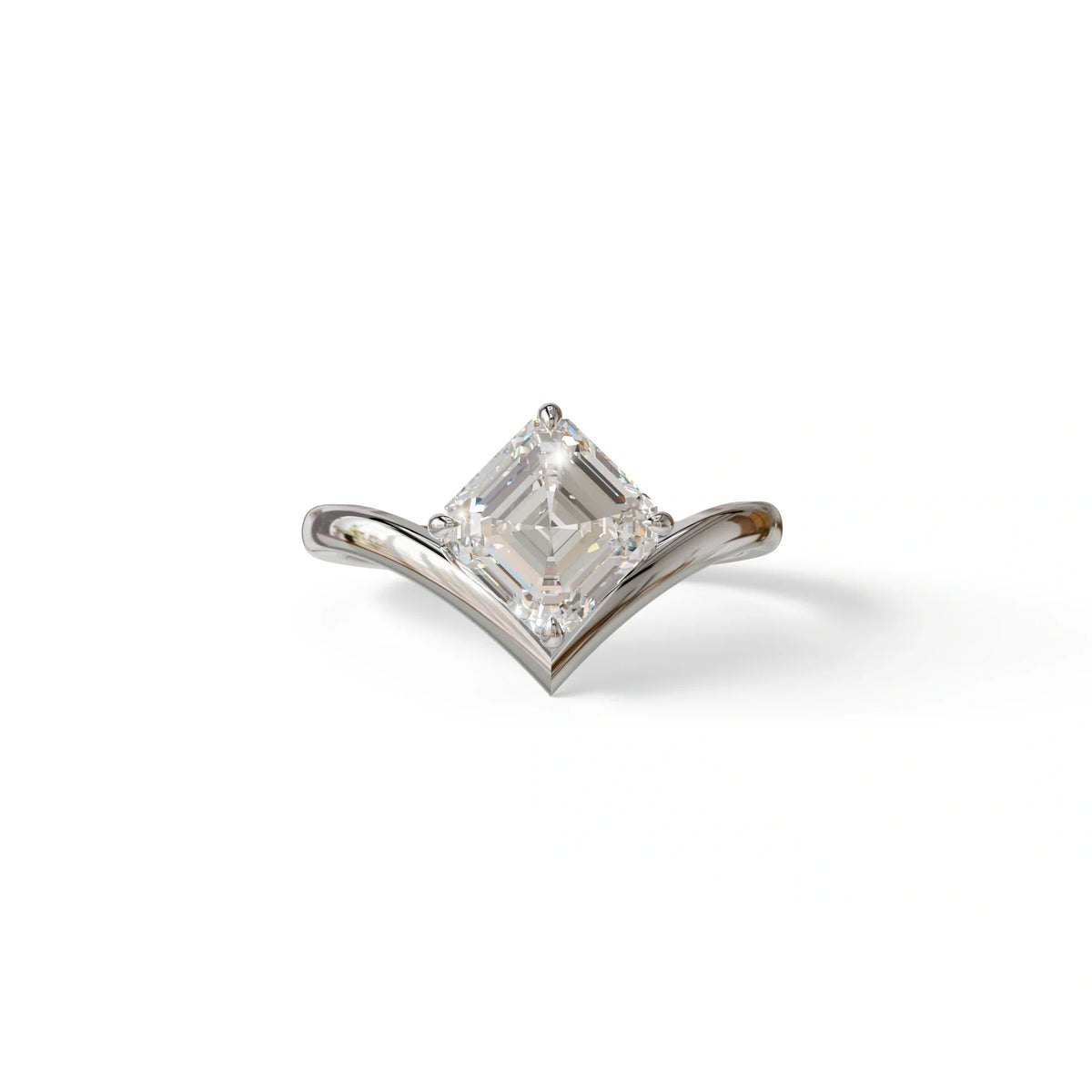 2 Ct Asscher Cut Lab Grown Diamond In Solitaire Engagement Ring - Louily - 10K Solid Gold / White Gold