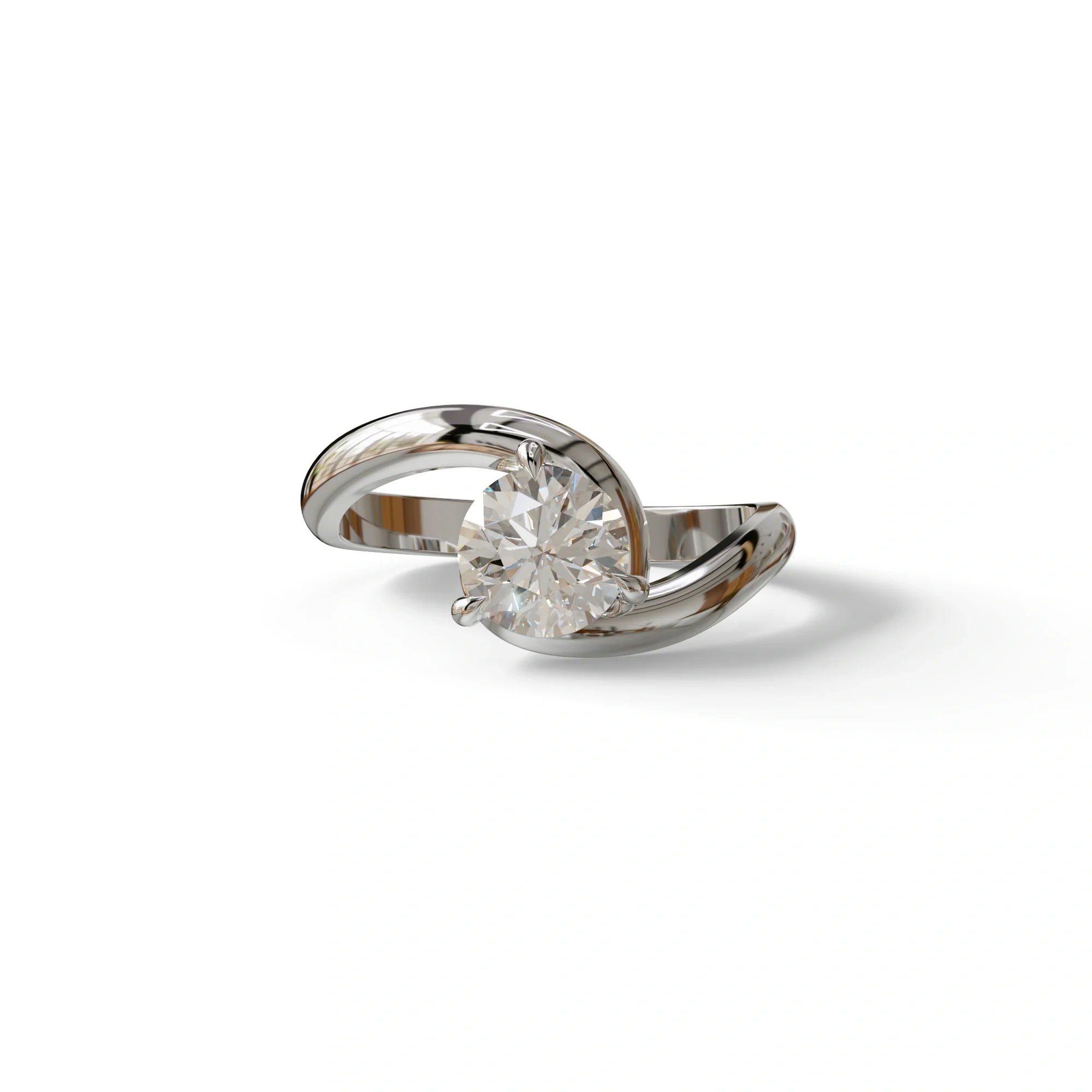 E VVS 1.5 Carat Round Cut Solitaire Lab Diamond Ring - Tauras - 10K Solid Gold / White Gold
