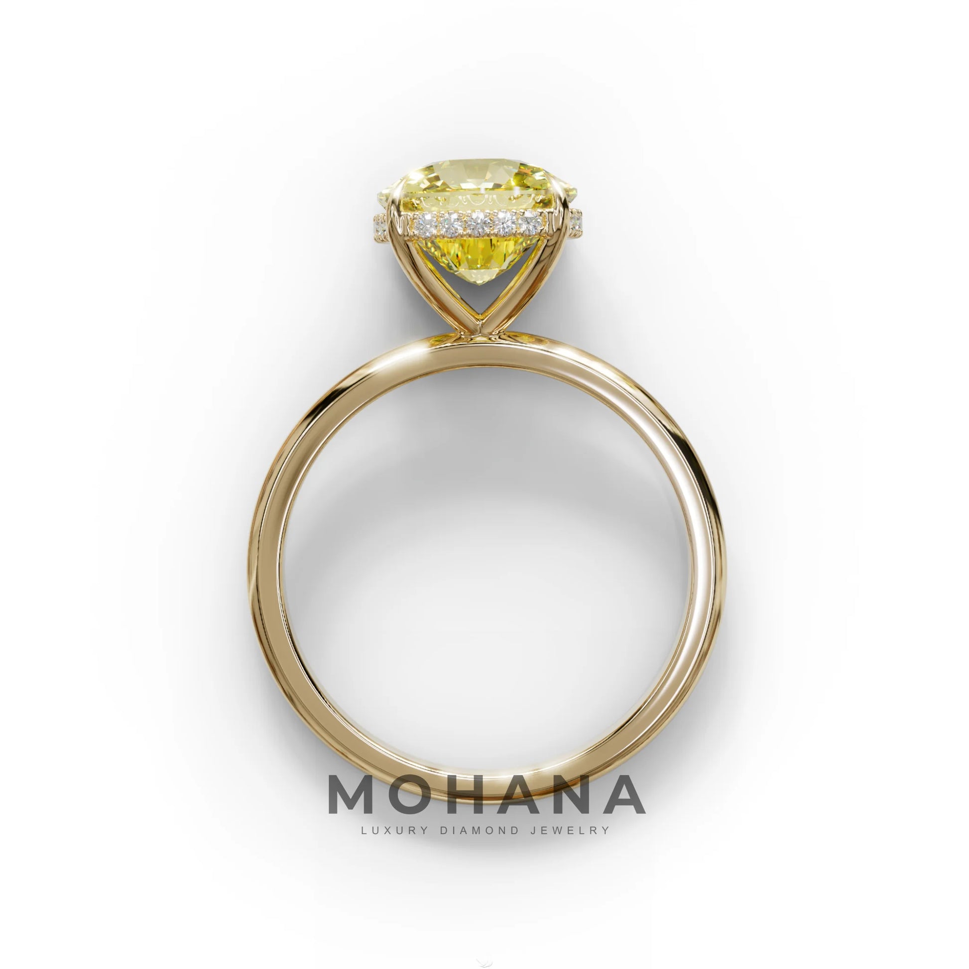 3 Carat Yellow Cushion Lab Diamond Hidden Halo Ring