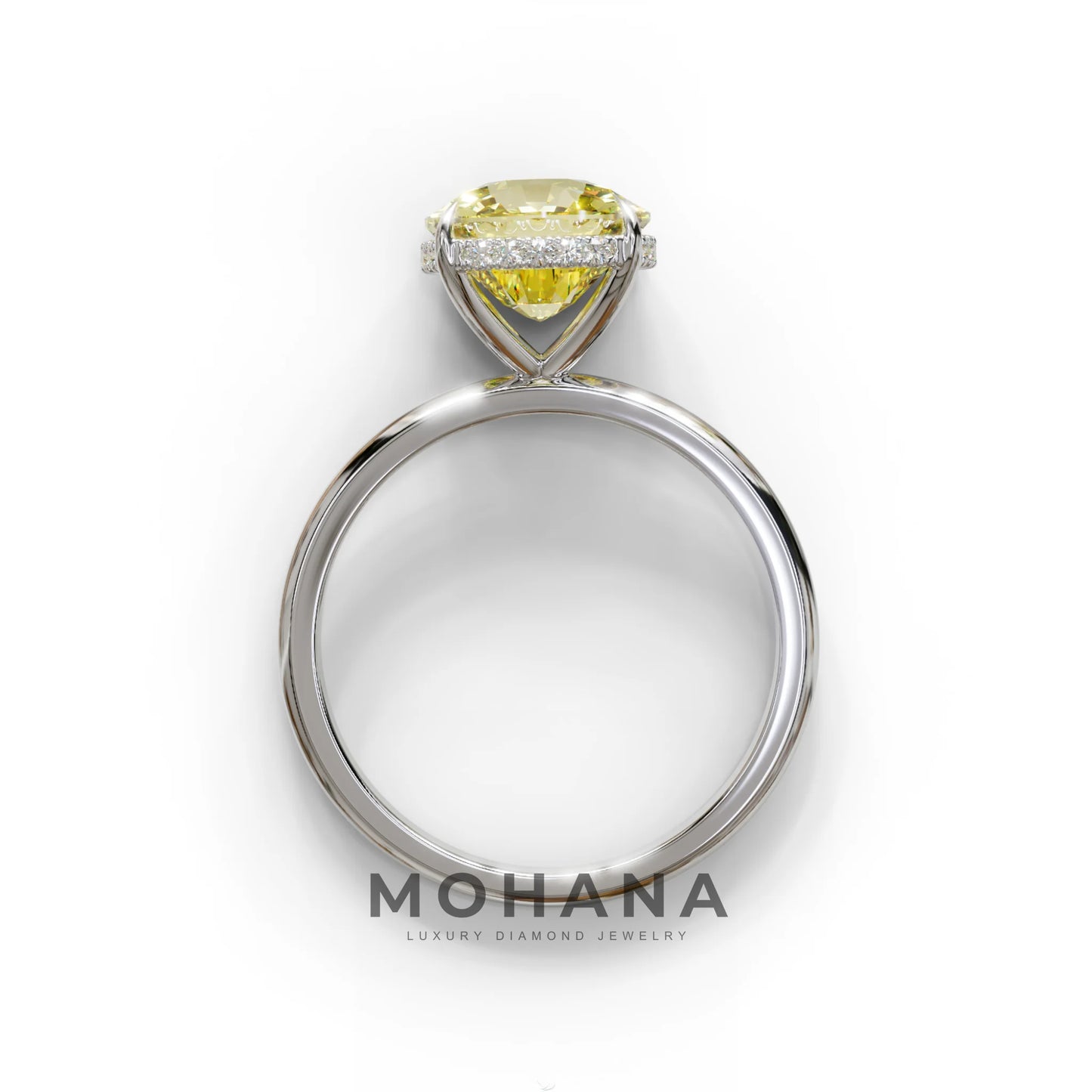 3 Carat Yellow Cushion Lab Diamond Hidden Halo Ring