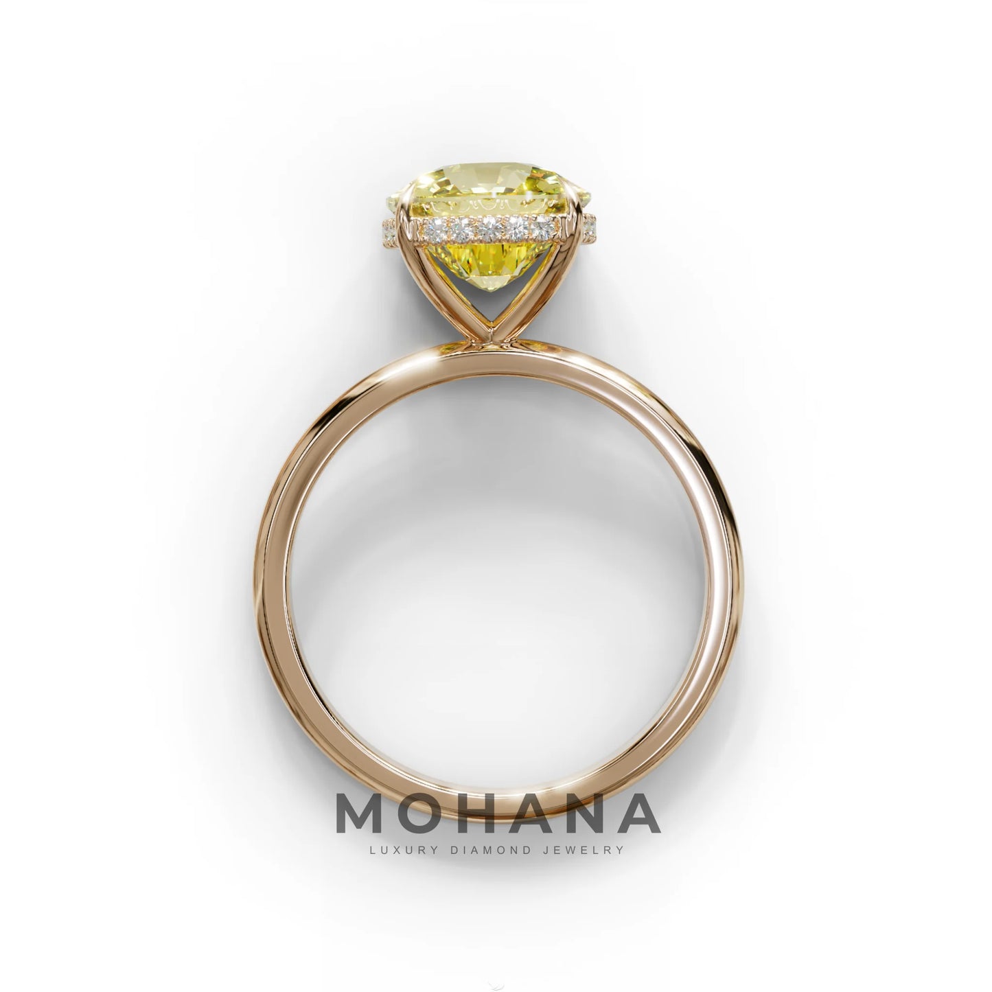 3 Carat Yellow Cushion Lab Diamond Hidden Halo Ring