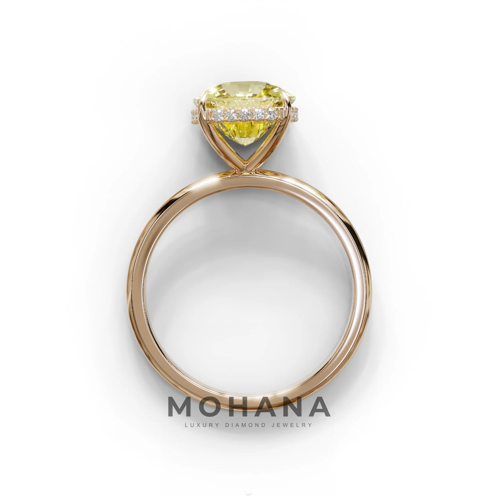3 Carat Yellow Cushion Lab Diamond Hidden Halo Ring
