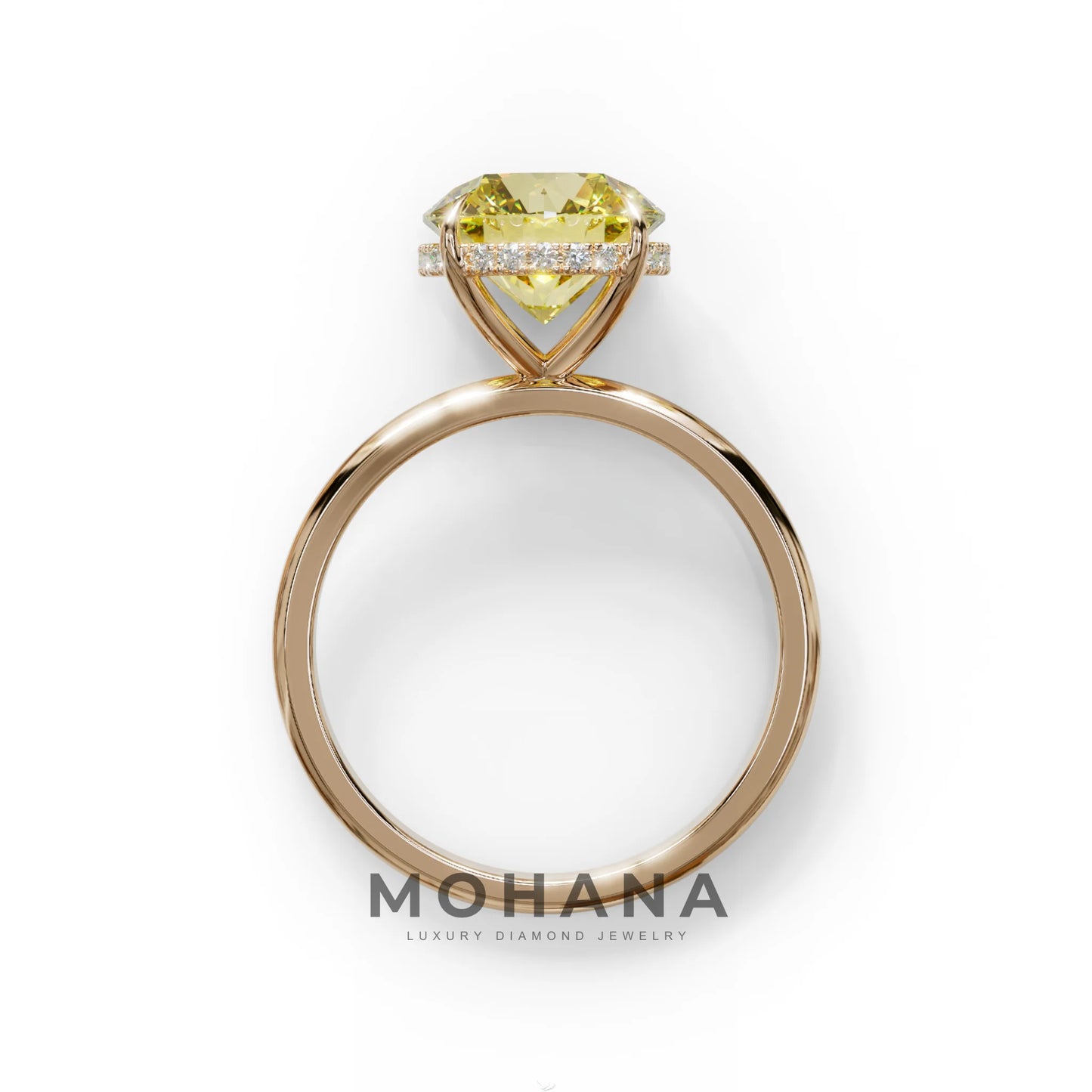 3 Carat Round Yellow Hidden Halo Lab Diamond Ring - Luxe Cercle