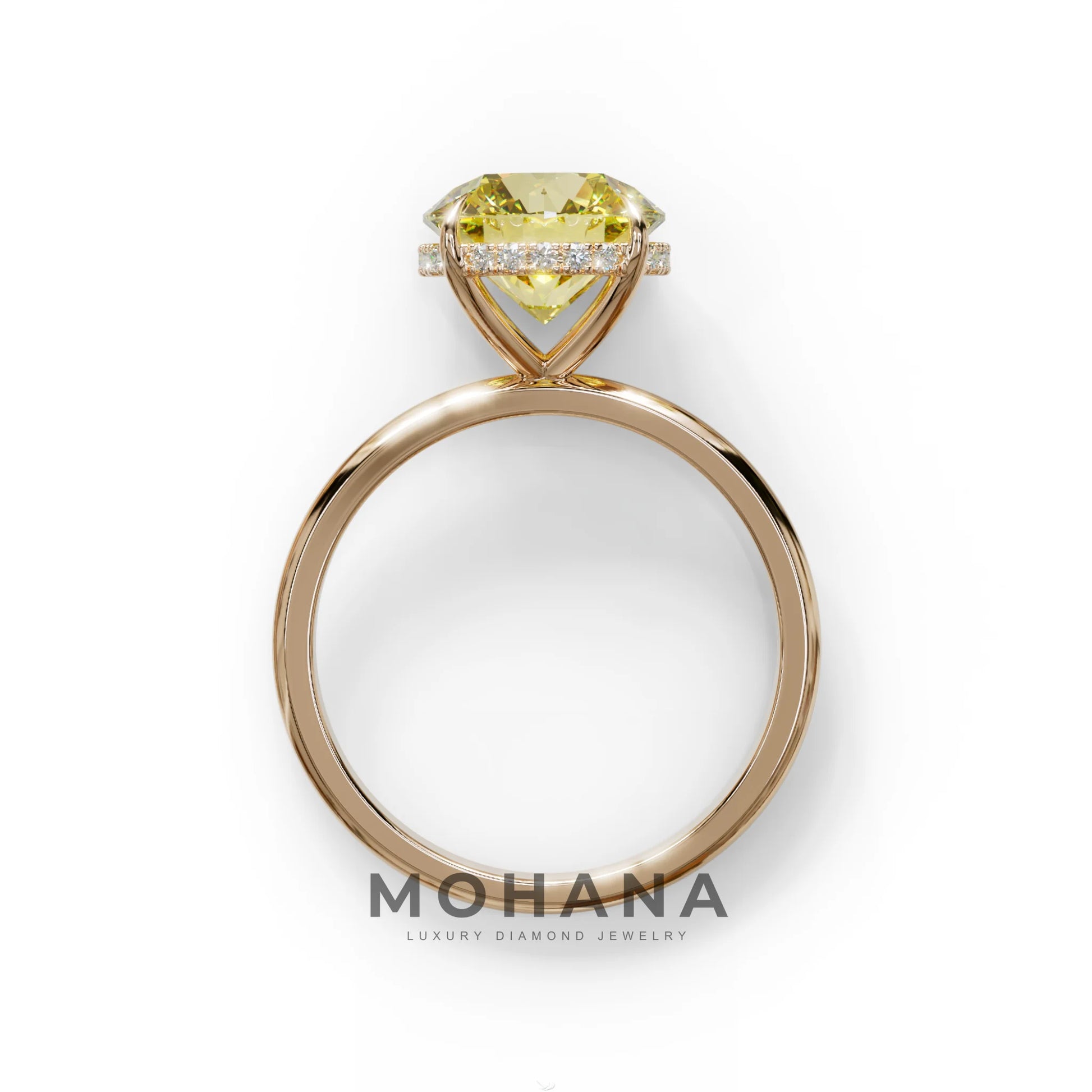 3 Carat Round Yellow Hidden Halo Lab Diamond Ring - Luxe Cercle