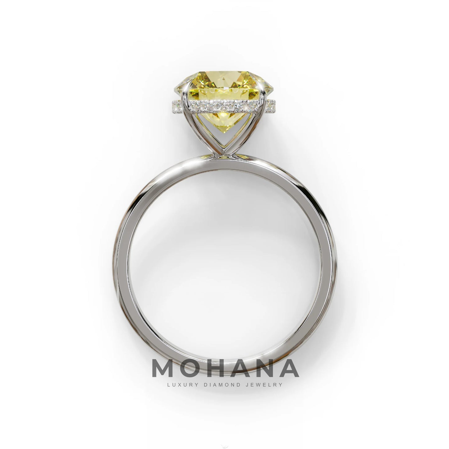 3 Carat Round Yellow Hidden Halo Lab Diamond Ring - Luxe Cercle