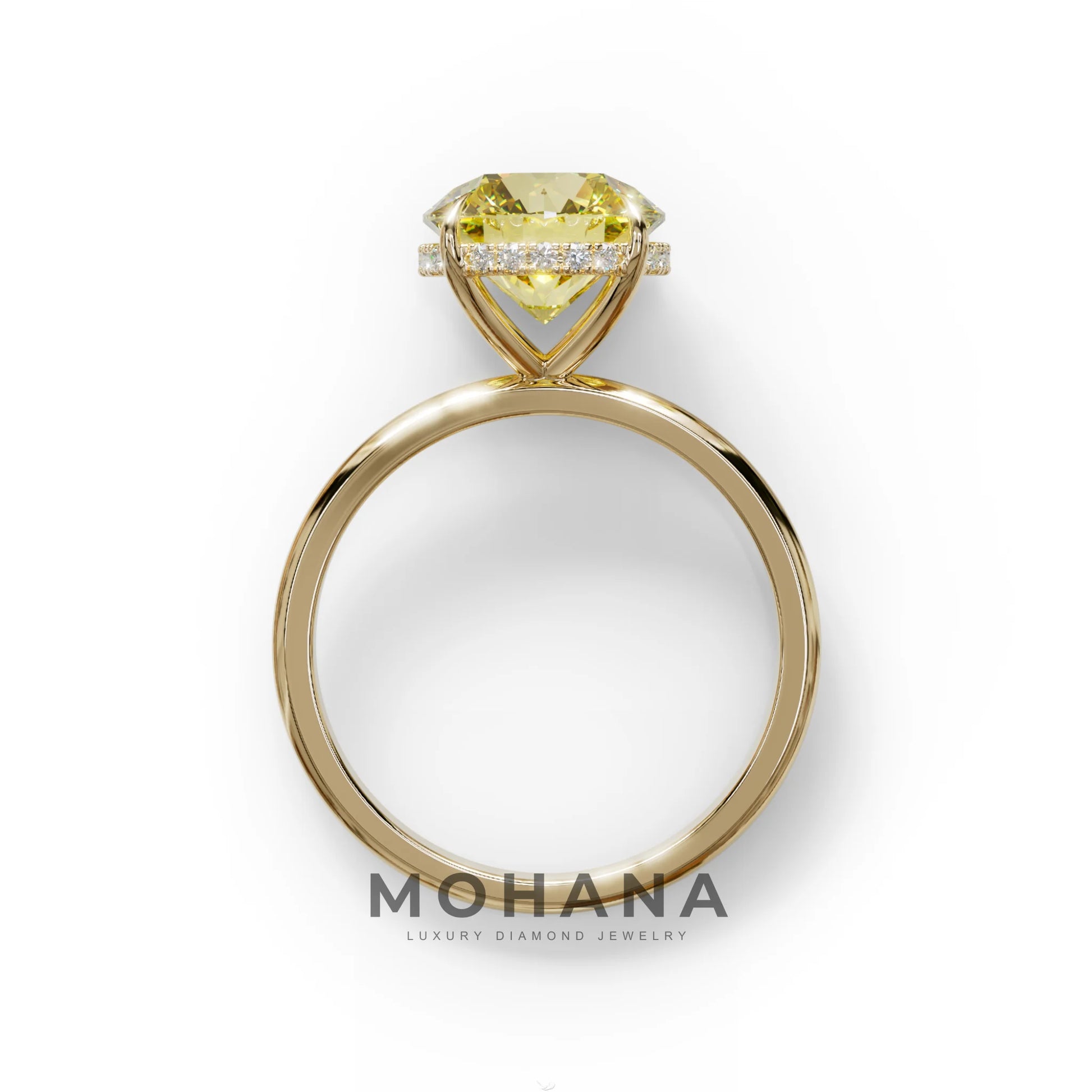 3 Carat Round Yellow Hidden Halo Lab Diamond Ring - Luxe Cercle
