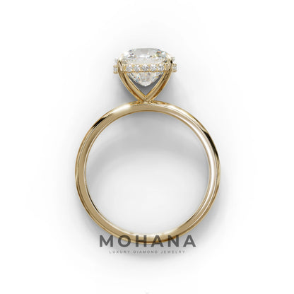 3 Carat E VVS Cushion Lab Diamond Hidden Halo Ring