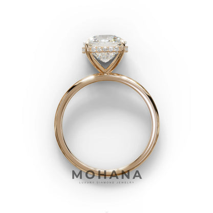 3 Carat E VVS Cushion Lab Diamond Hidden Halo Ring