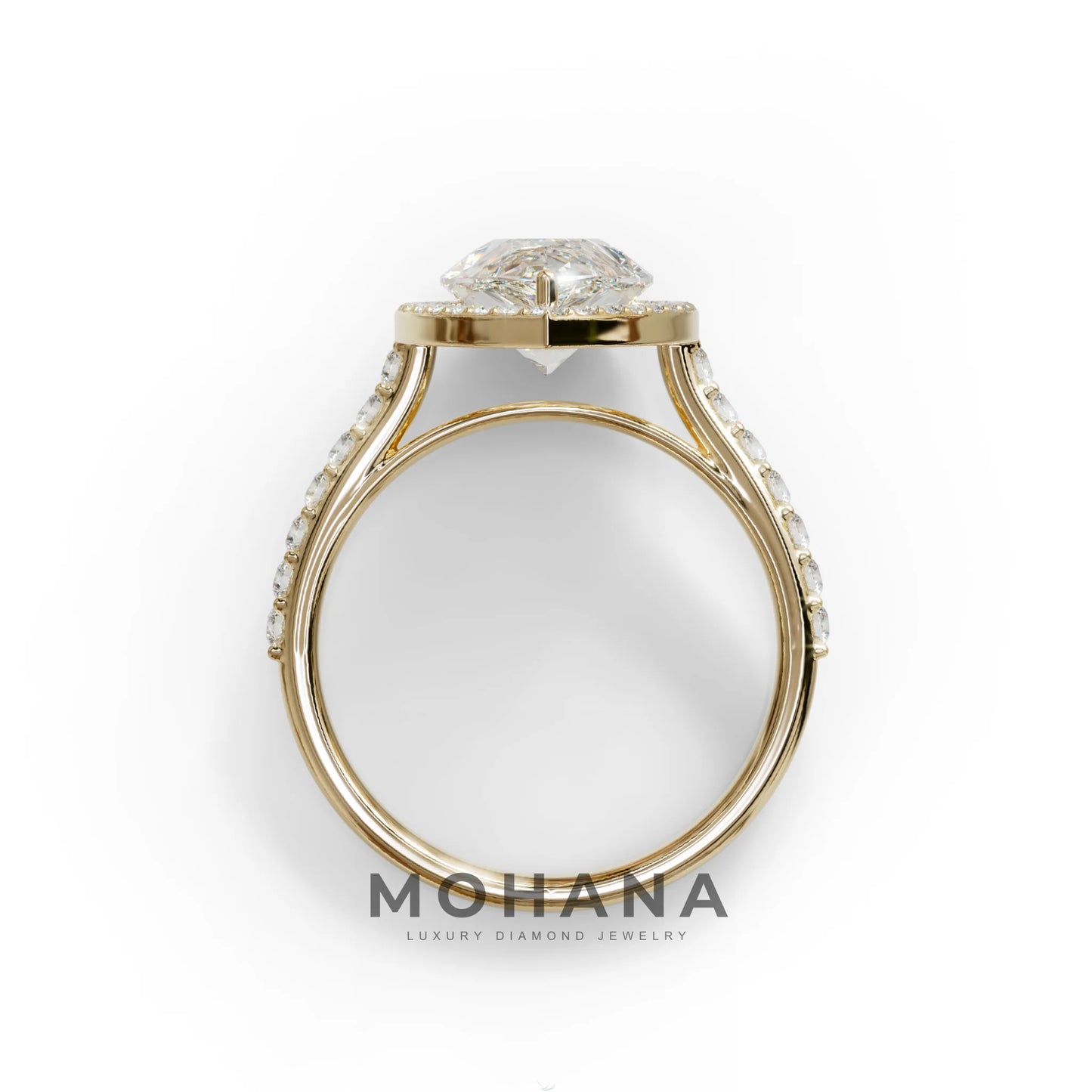 3 Carat E/VVS Pear Cut Halo & Pave Setting Lab Grown Diamond Setting Ring