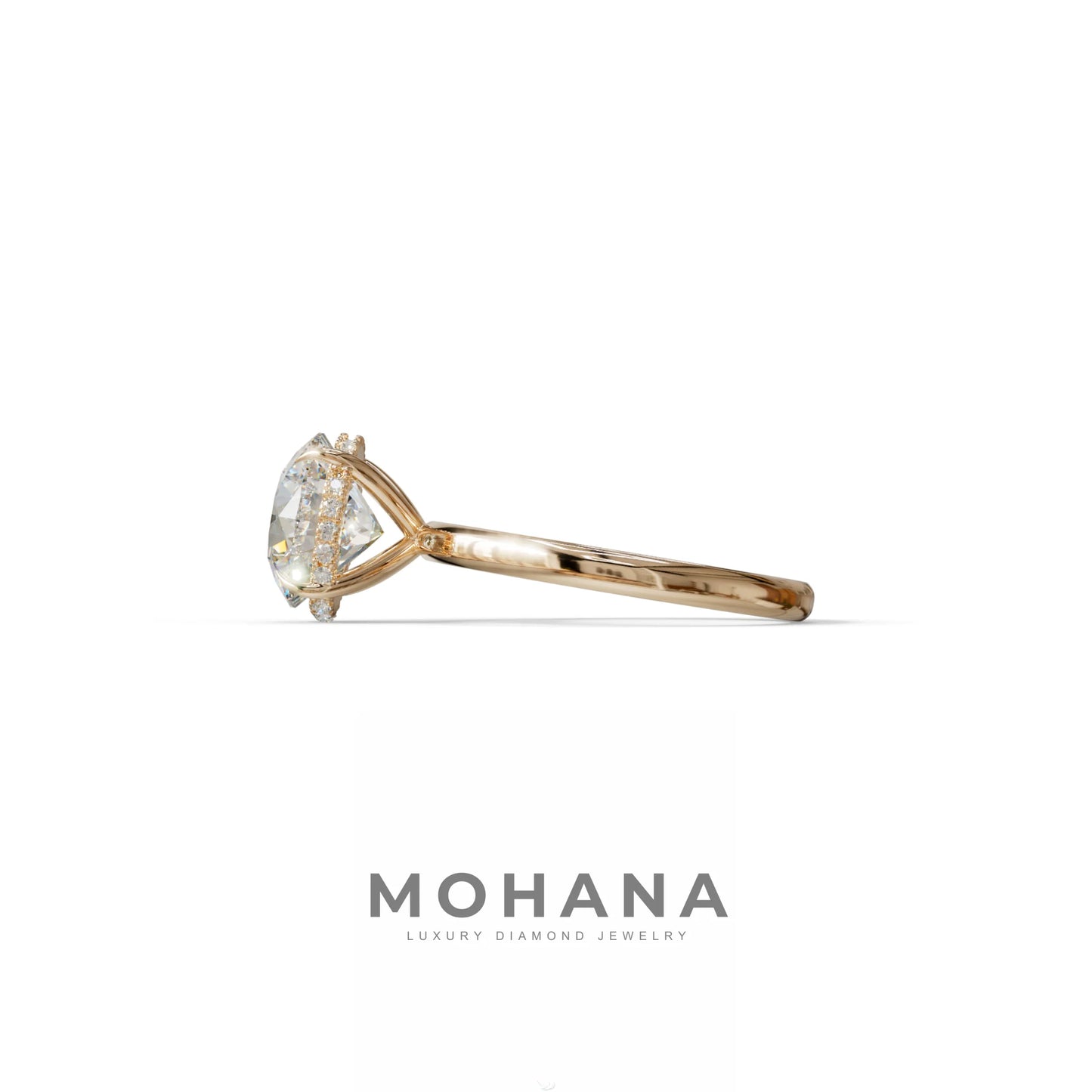 3 Carat E-VVS Round Hidden Halo Lab Diamond Ring