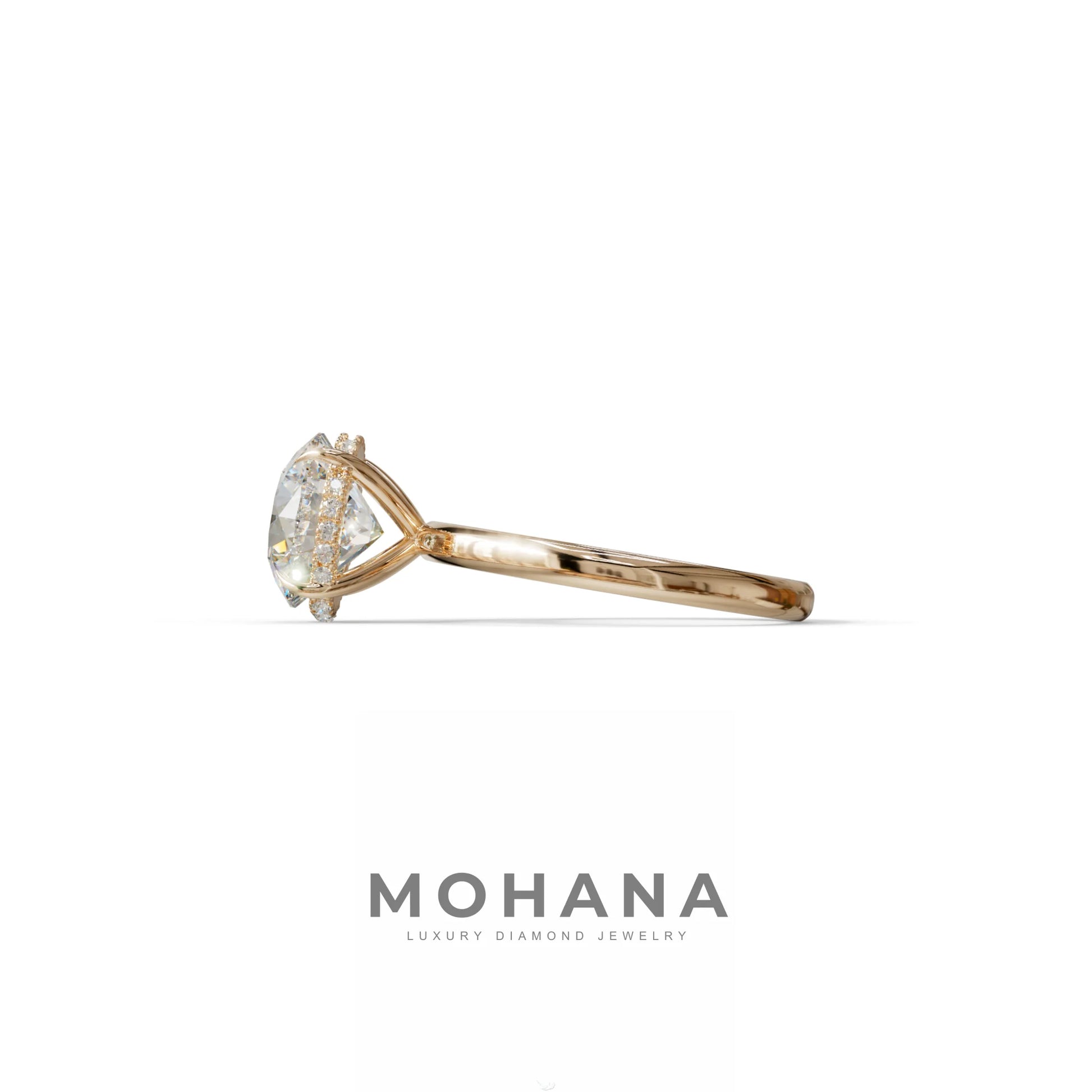 3 Carat E-VVS Round Hidden Halo Lab Diamond Ring